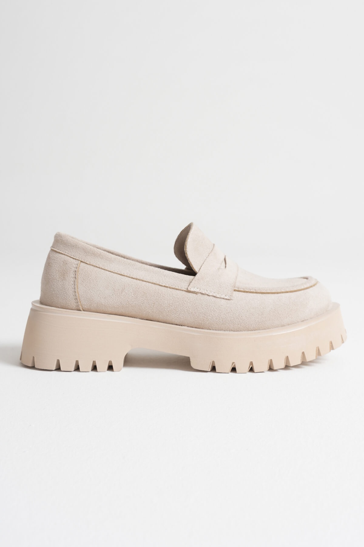 Rion Kadın Günlük Bej Süet Loafer Ayakkabı