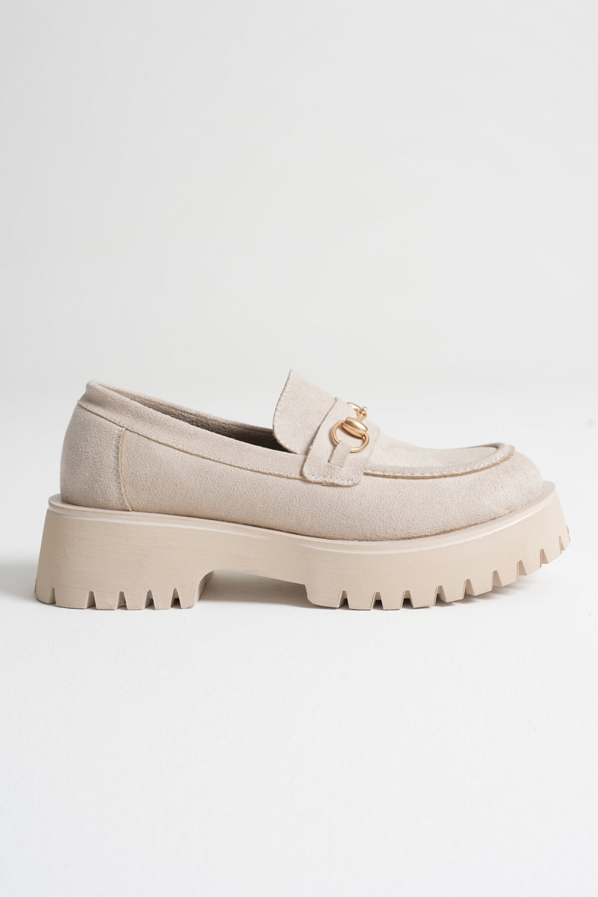 Aral Toka Detaylı Bej Süet Günlük Loafer Ayakkabı