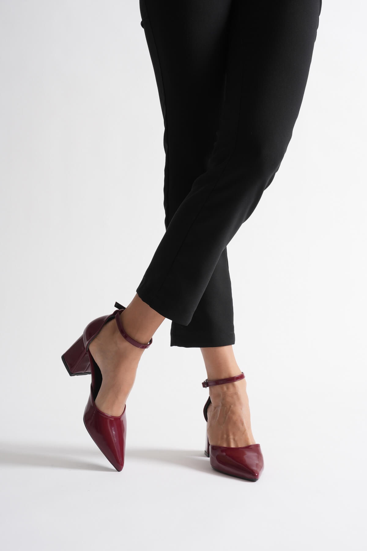 Doren Bordo Rugan Kadın Topuklu Ayakkabı