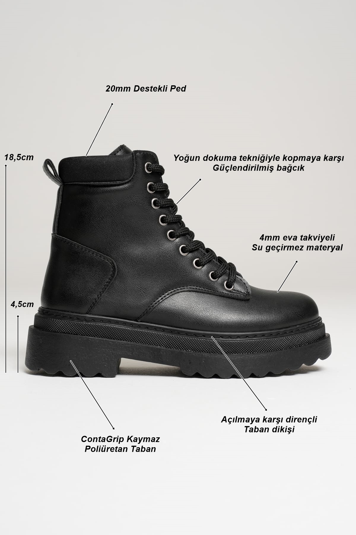 Aroif Kadın Kışlık Kalın Tabanlı Siyah Bot