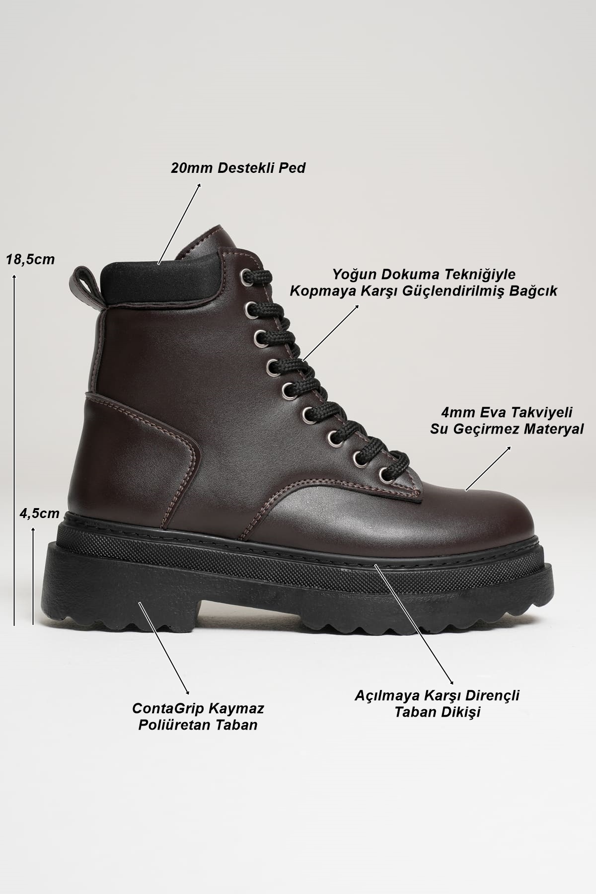 Aroif Özel Tasarım Kadın Kışlık Kalın Tabanlı Acı Kahve Bot