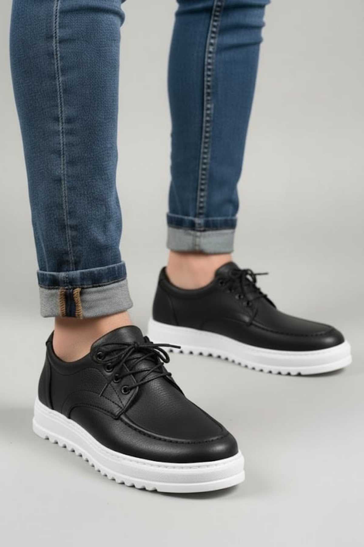 Stra Bağcıklı Cilt Erkek Günlük Spor Klasik Ayakkabı CBT - Siyah