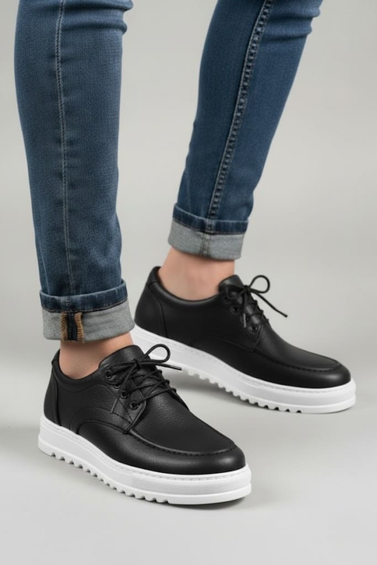 Stra Bağcıklı Cilt Erkek Günlük Spor Klasik Ayakkabı CBT - Siyah