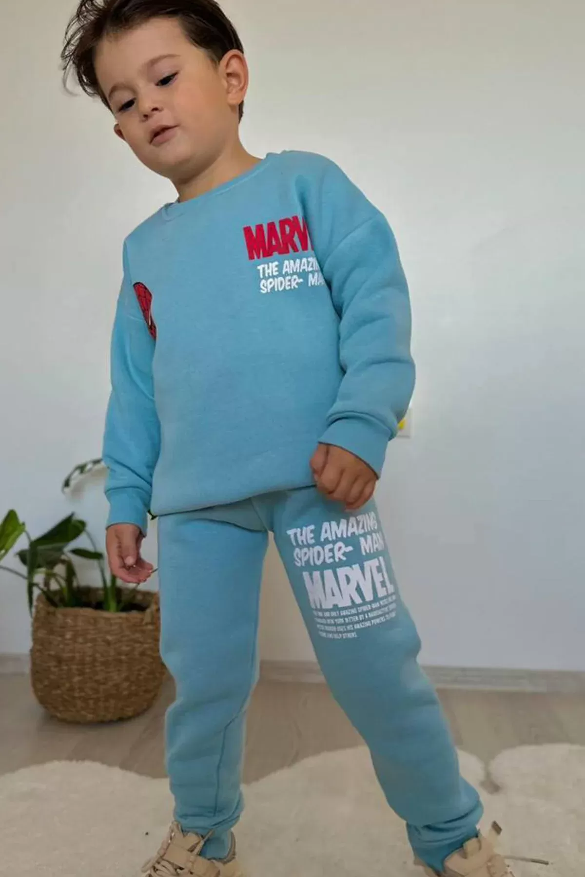 Spider Çizgi film Baskılı Alt Üst Erkek Çocuk 2li Takım