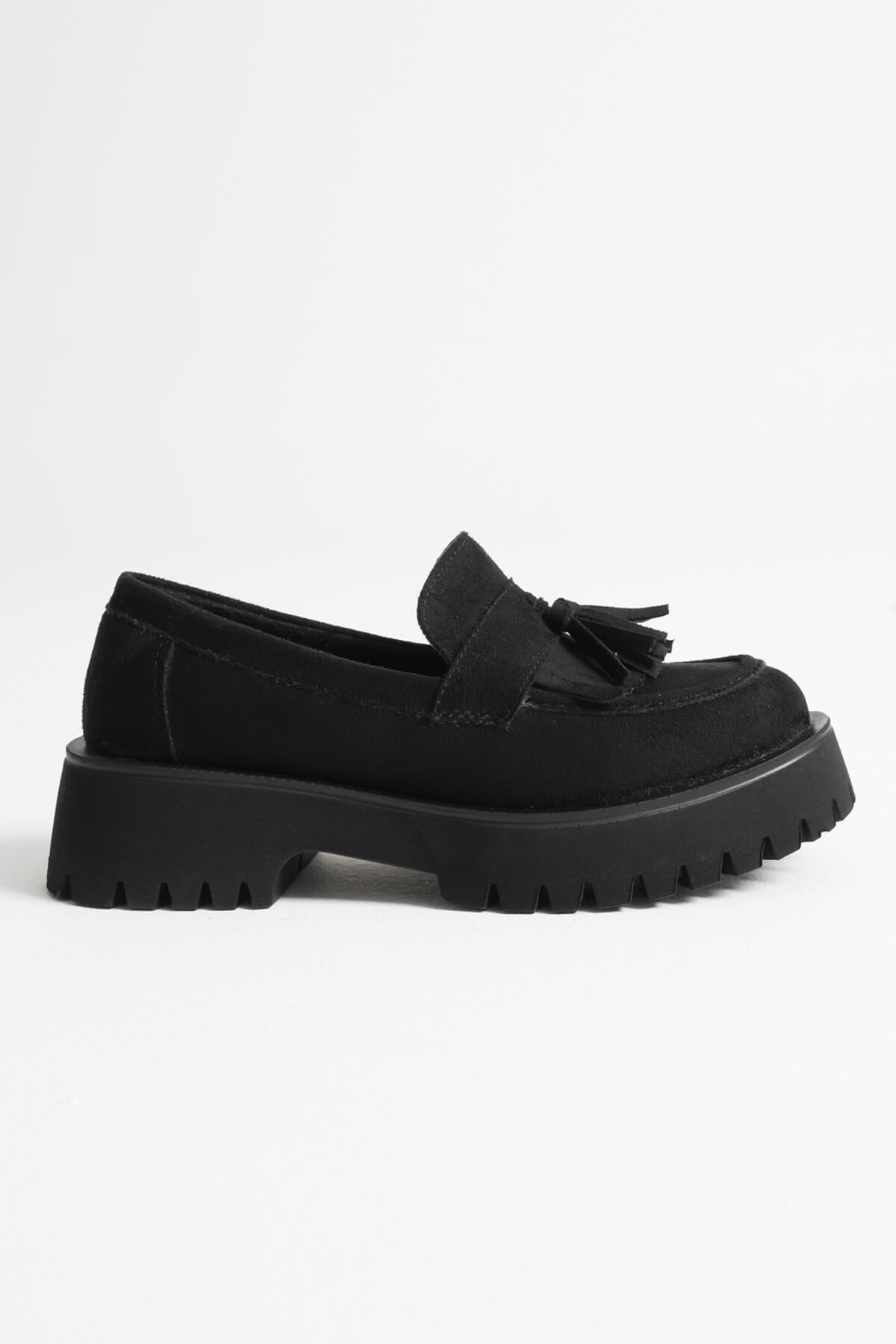 Anim Kadın Günlük Siyah Süet Loafer Ayakkabı