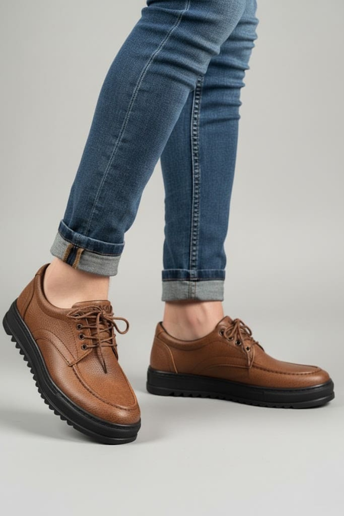 Stra Bağcıklı Cilt Erkek Günlük Spor Klasik Ayakkabı CST - Taba