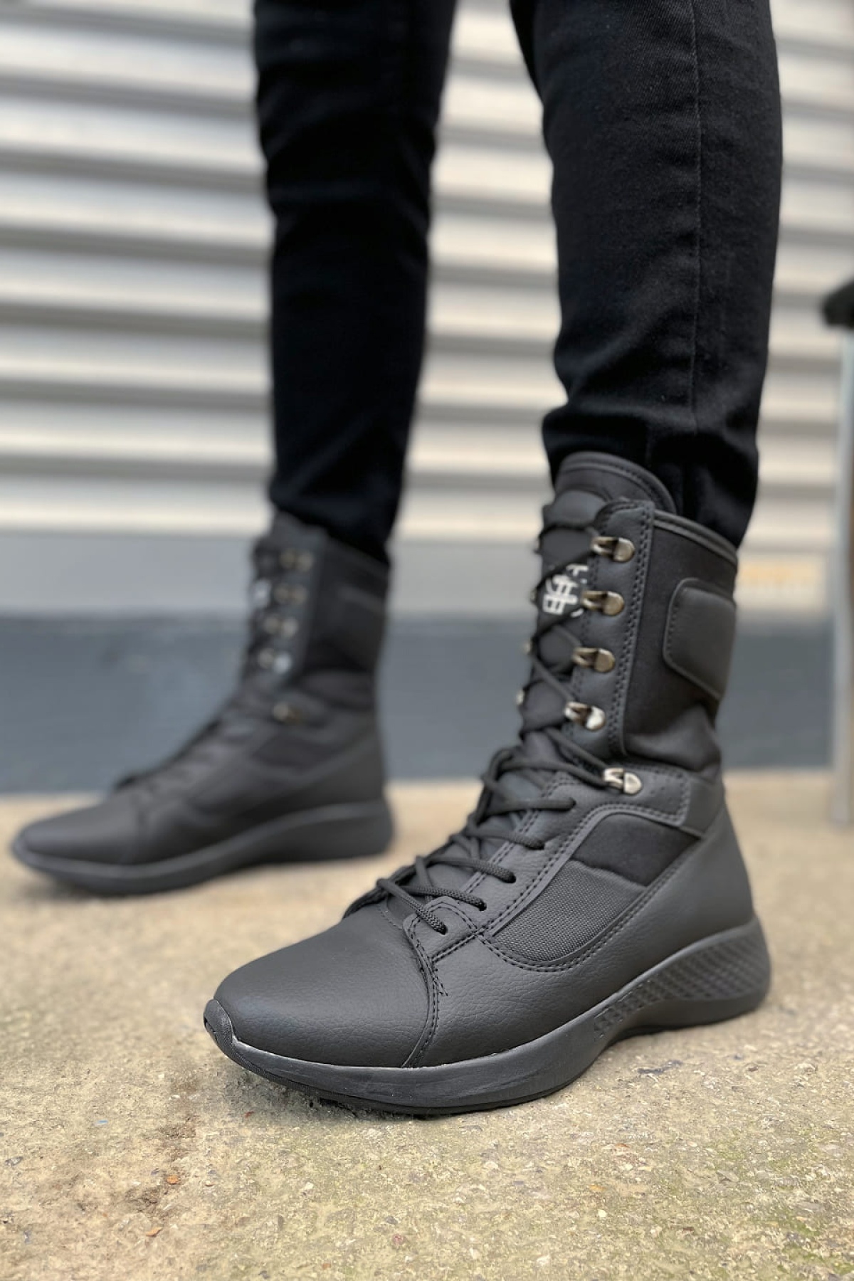 Otre Bağcıklı Ortopedik Taban Günlük Cilt Erkek Askeri Postal Bot CST Siyah