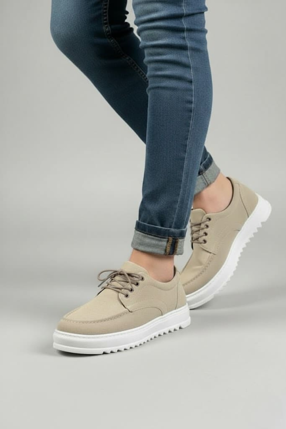 Stra Bağcıklı Süet Erkek Günlük Spor Klasik Ayakkabı SBT - Krem
