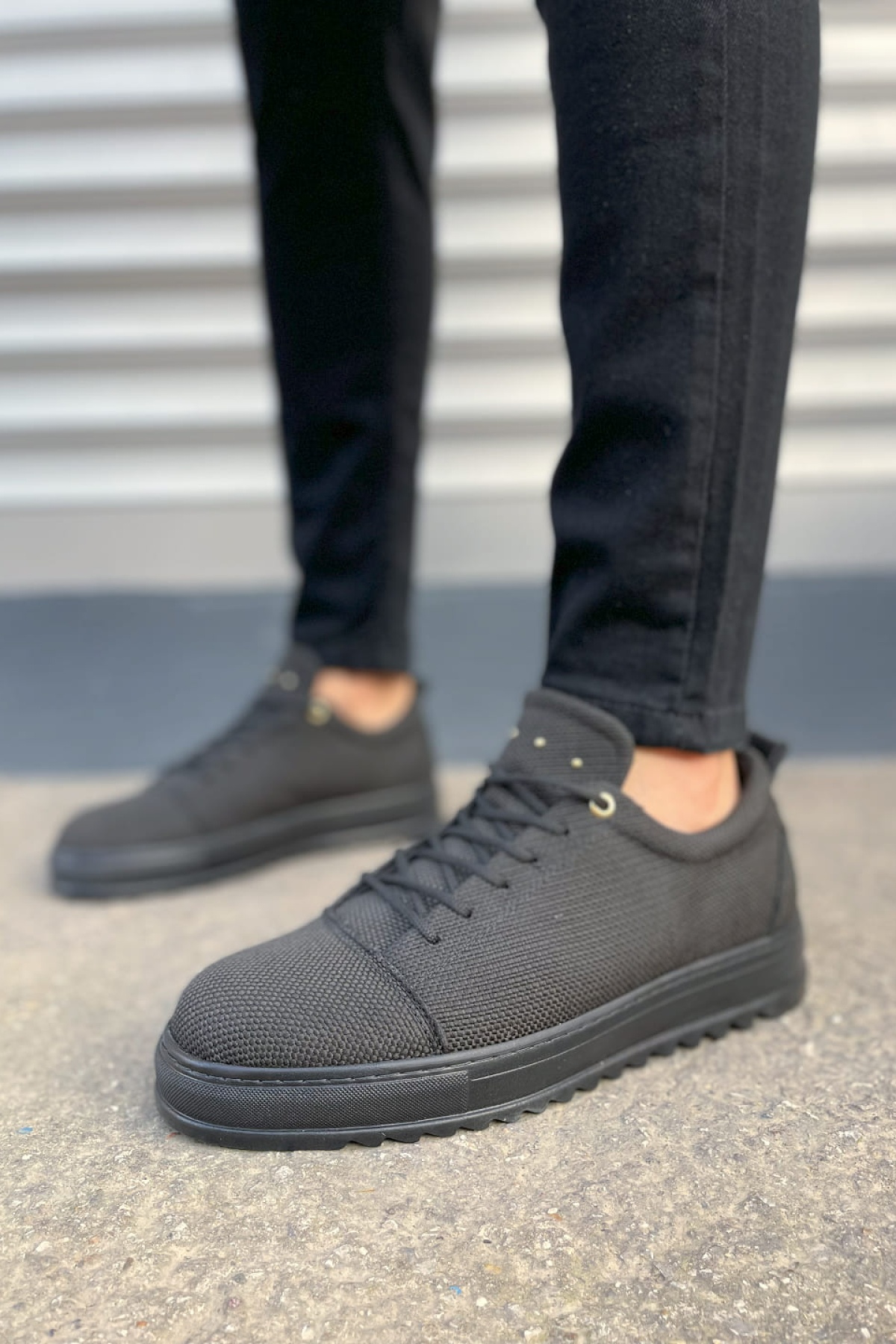 JY152 Cool Bağcıklı Keten Erkek Günlük Spor Klasik Ayakkabı KST - Siyah