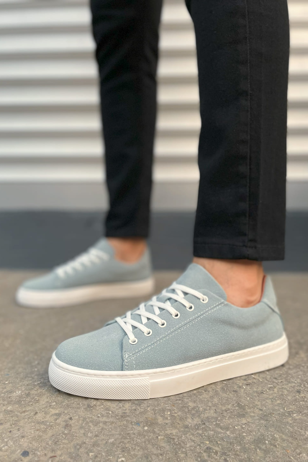 Mode Bağcıklı Mavi Süet Erkek Günlük Sneaker Ayakkabı