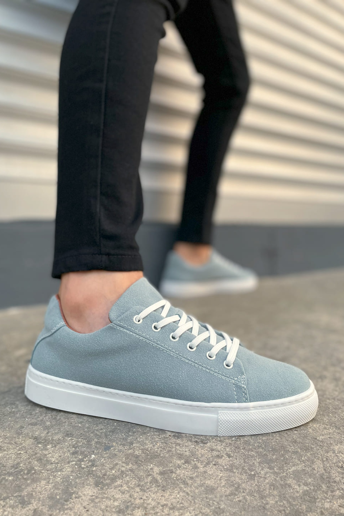 Mode Bağcıklı Mavi Süet Erkek Günlük Sneaker Ayakkabı