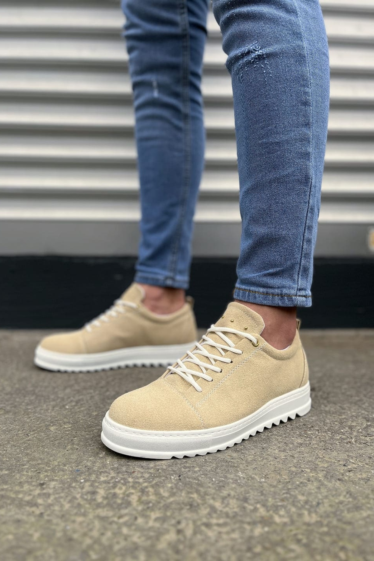 Krem Cool Bağcıklı Süet Erkek Günlük Spor Klasik Ayakkabı