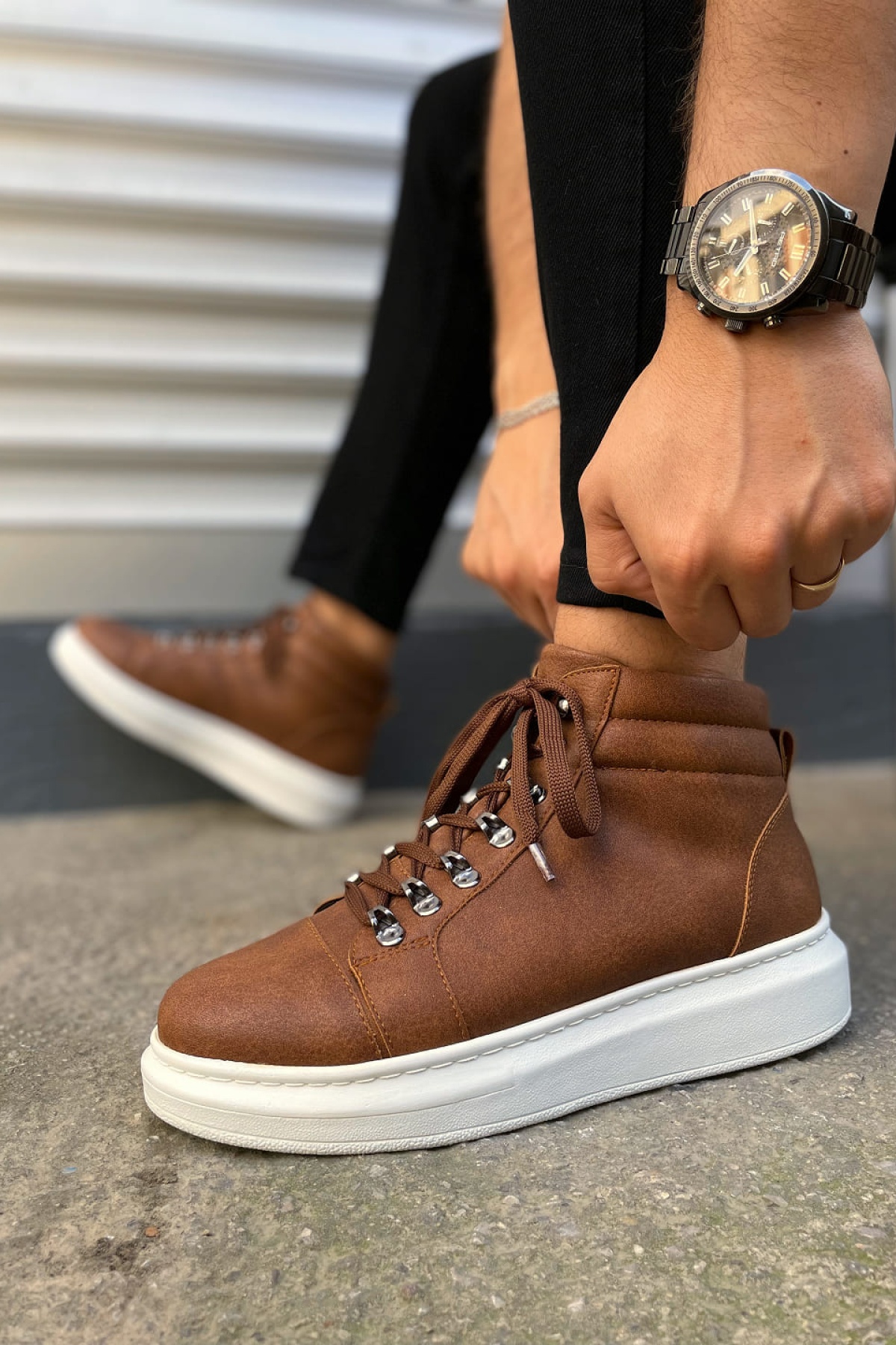 Atto Bağcıklı Ortopedik Taban Cilt Erkek Spor Bot CBT - Taba