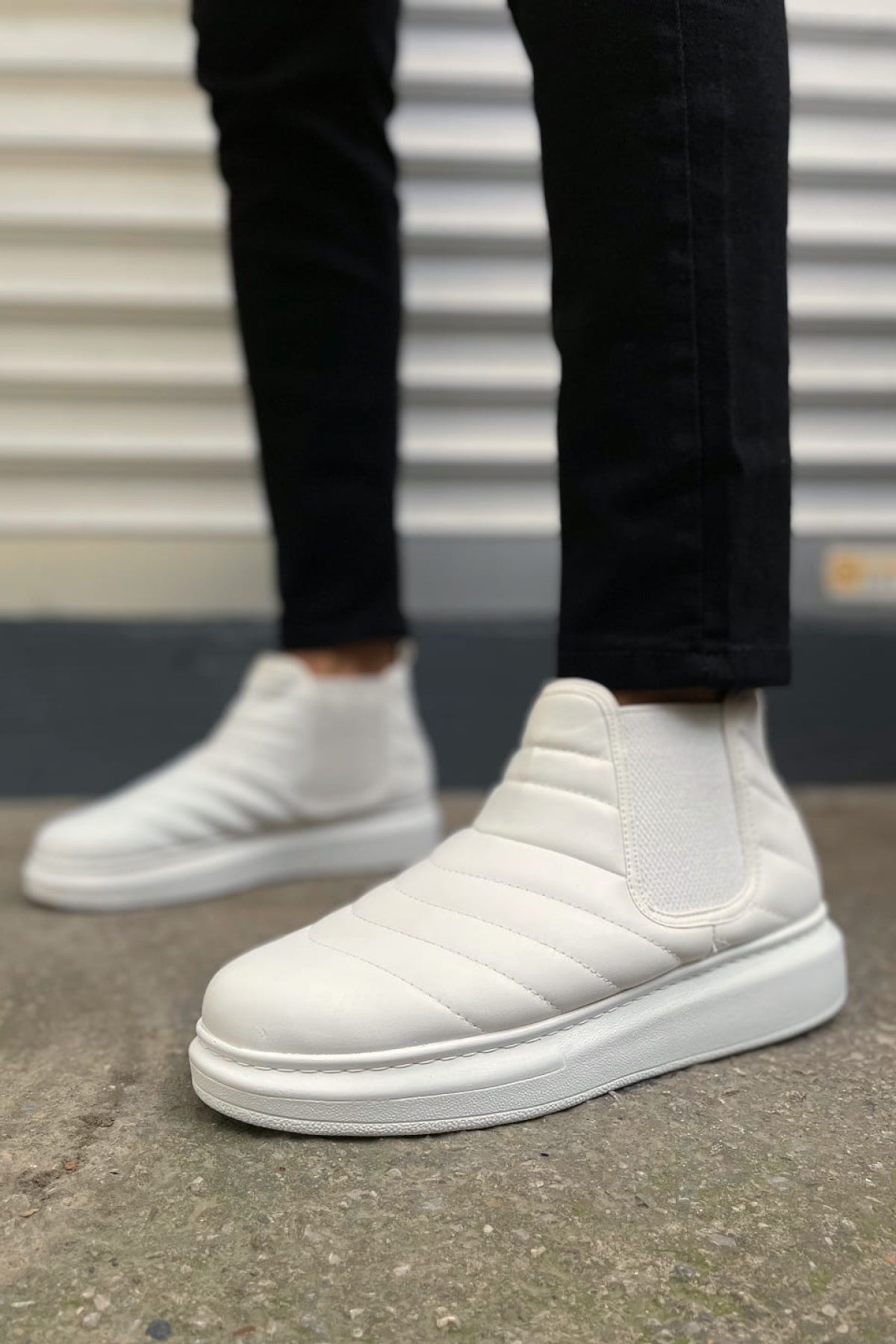 Otso Bağcıksız Ortopedik Taban Cilt Erkek Spor Bot CBT - Beyaz