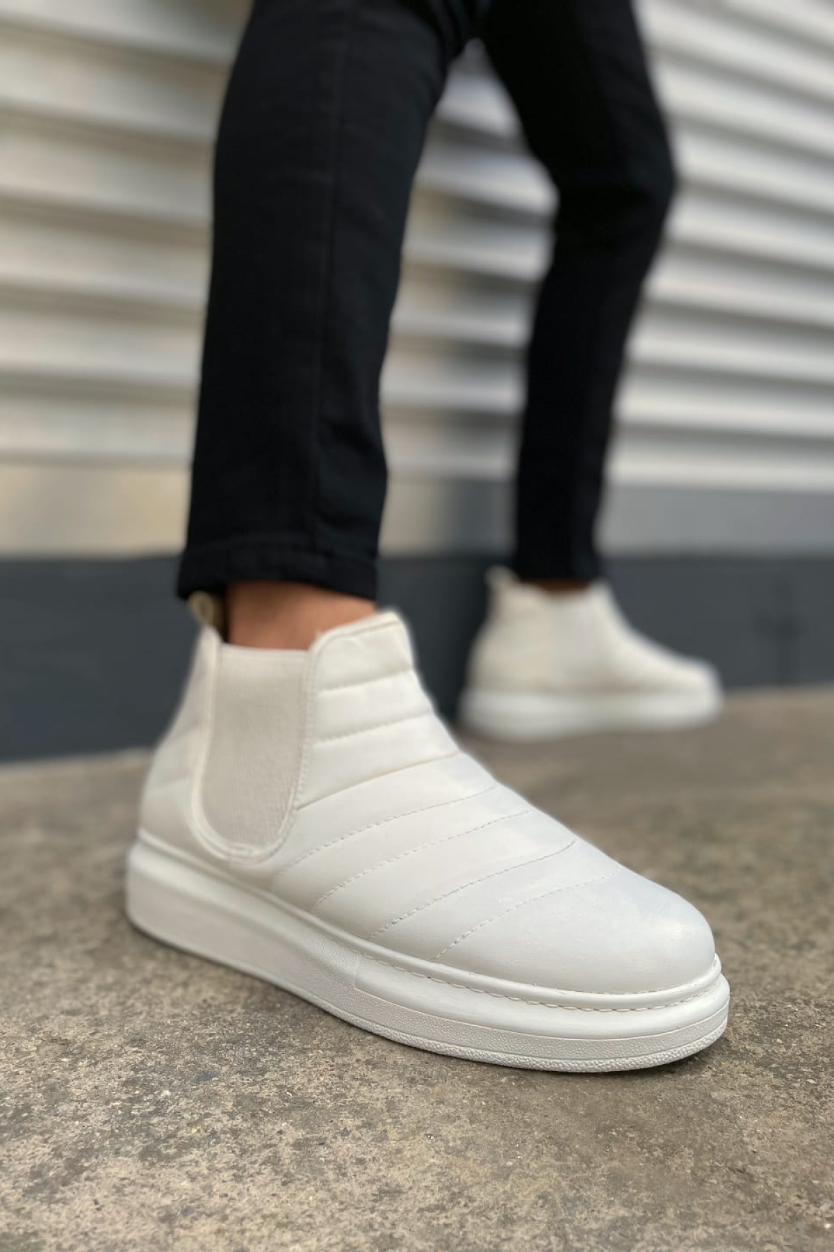 Otso Bağcıksız Ortopedik Taban Cilt Erkek Spor Bot CBT - Beyaz