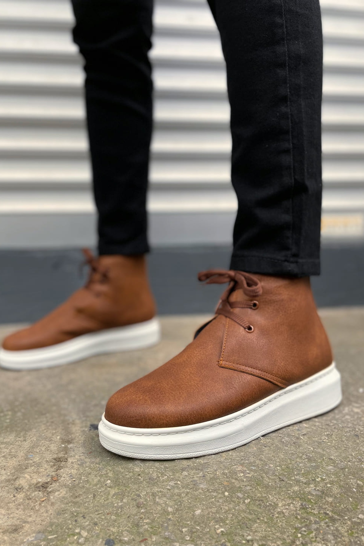 STABLE Bağcıklı Ortopedik Taban Cilt Erkek Spor Bot CBT - Taba