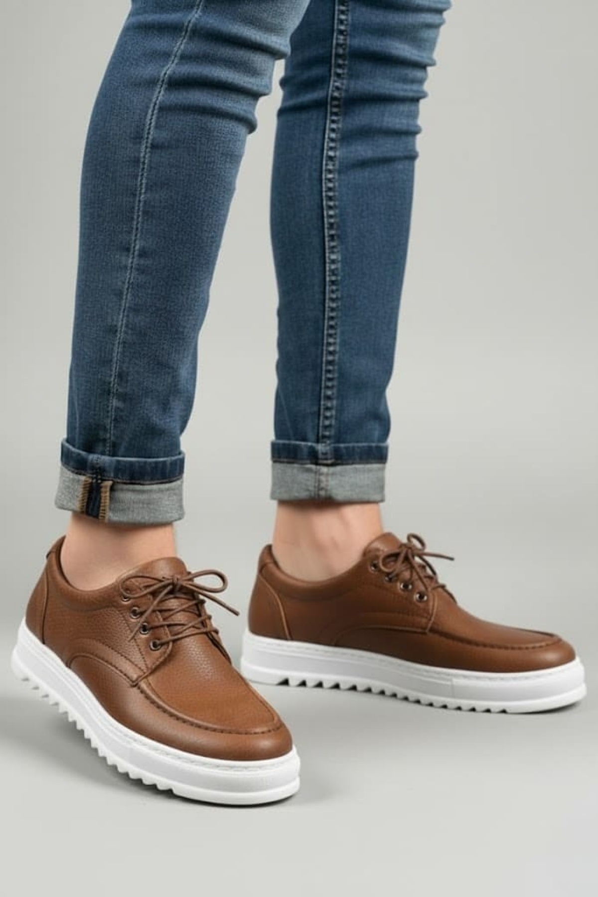 Stra  Bağcıklı Cilt Erkek Günlük Spor Klasik Ayakkabı CBT - Taba