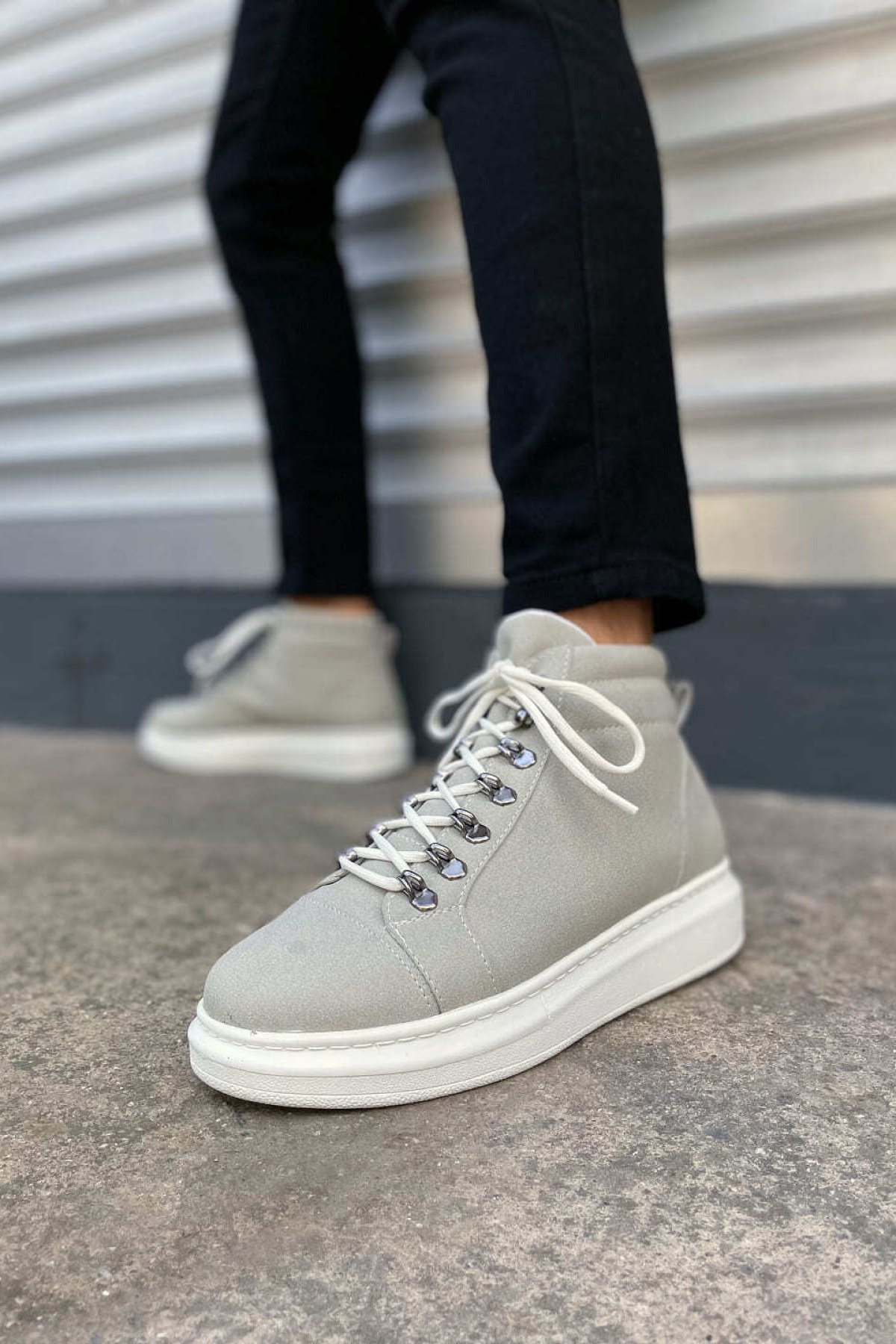 Atto Bağcıklı Ortopedik Taban Süet Erkek Spor Bot SBT - Gri