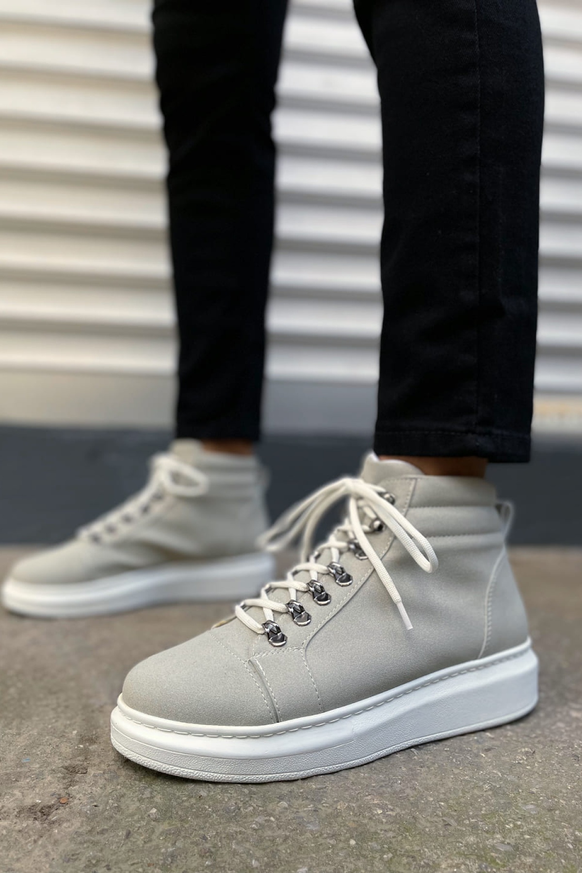 Atto Bağcıklı Ortopedik Taban Süet Erkek Spor Bot SBT - Gri