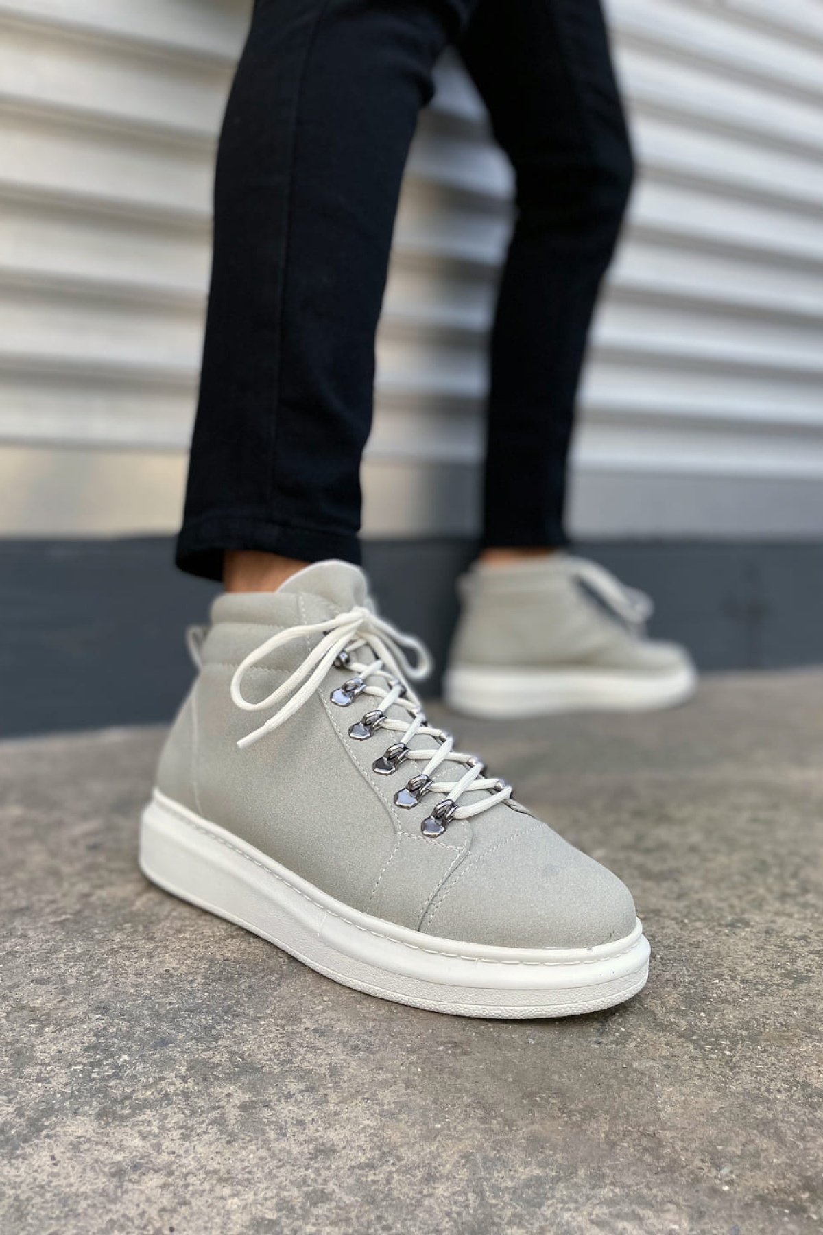 Atto Bağcıklı Ortopedik Taban Süet Erkek Spor Bot SBT - Gri