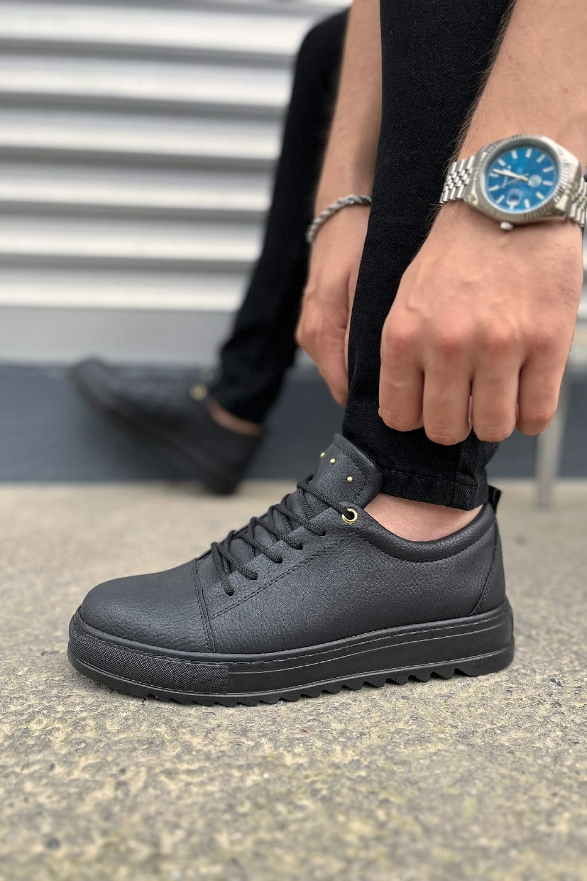 Siyah Cool Bağcıklı Cilt Erkek Günlük Spor Klasik Ayakkabı