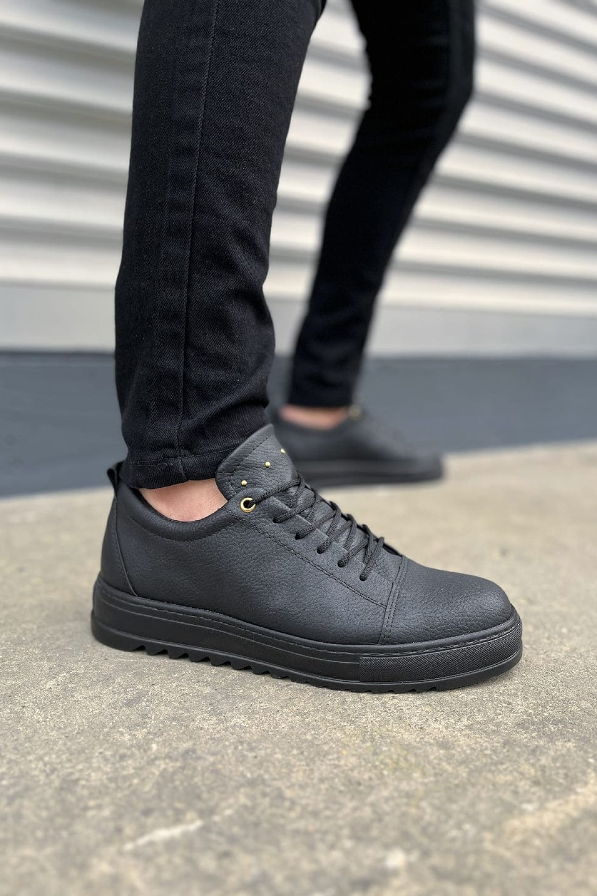 Siyah Cool Bağcıklı Cilt Erkek Günlük Spor Klasik Ayakkabı