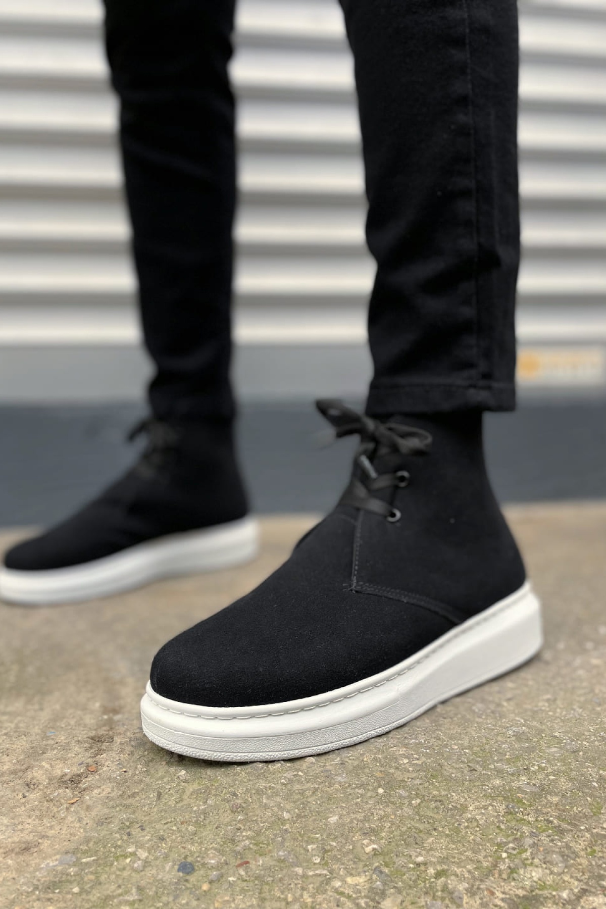 STABLE Bağcıklı Ortopedik Taban Süet Erkek Spor Bot SBT - Siyah