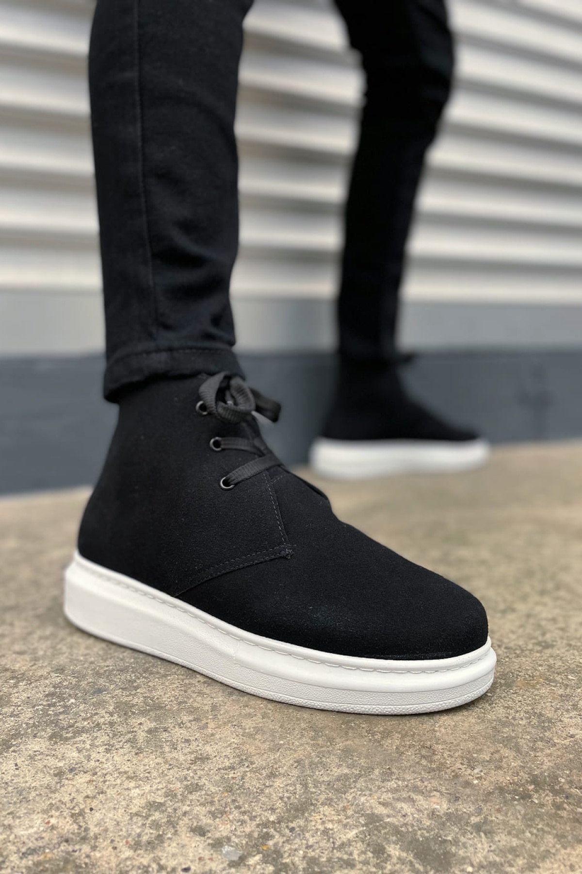 STABLE Bağcıklı Ortopedik Taban Süet Erkek Spor Bot SBT - Siyah