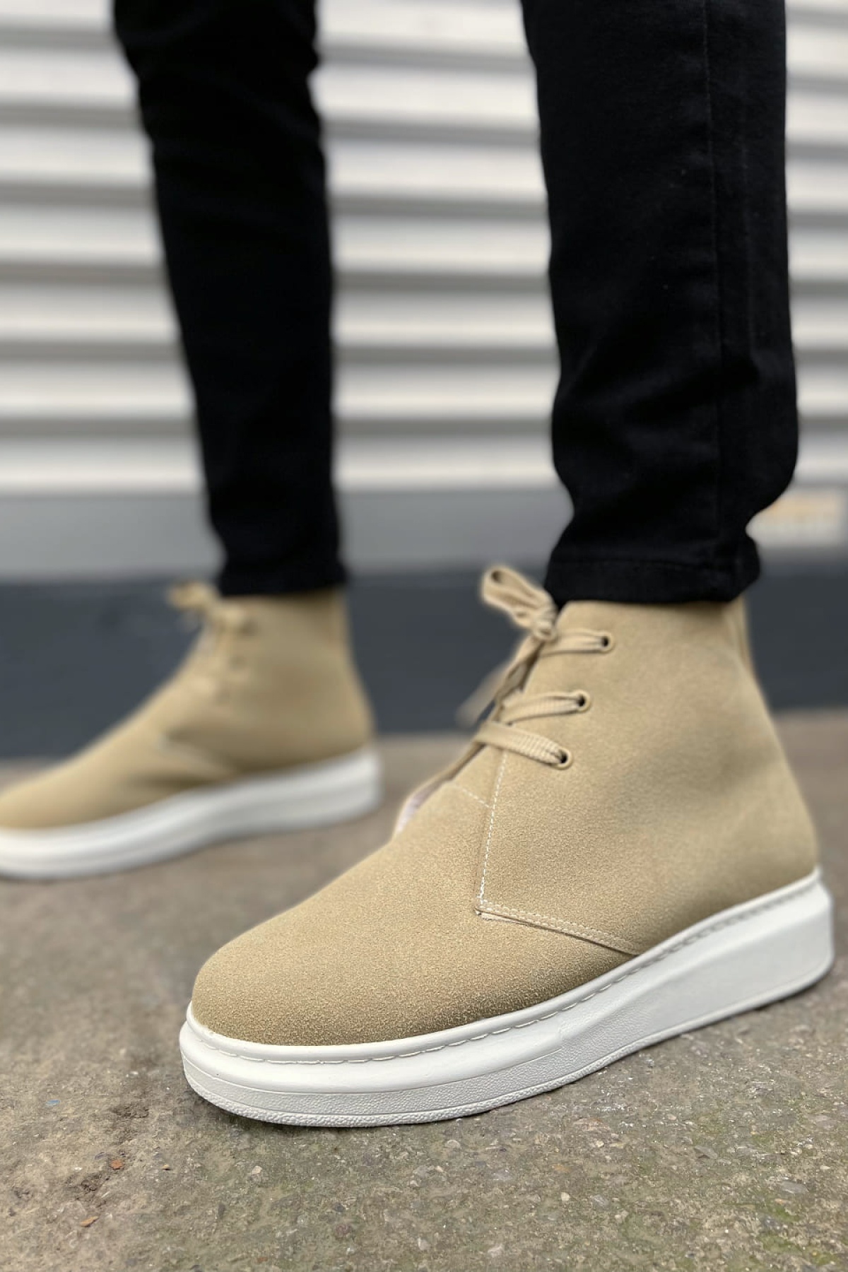 STABLE Bağcıklı Ortopedik Taban Süet Erkek Spor Bot SBT - Krem