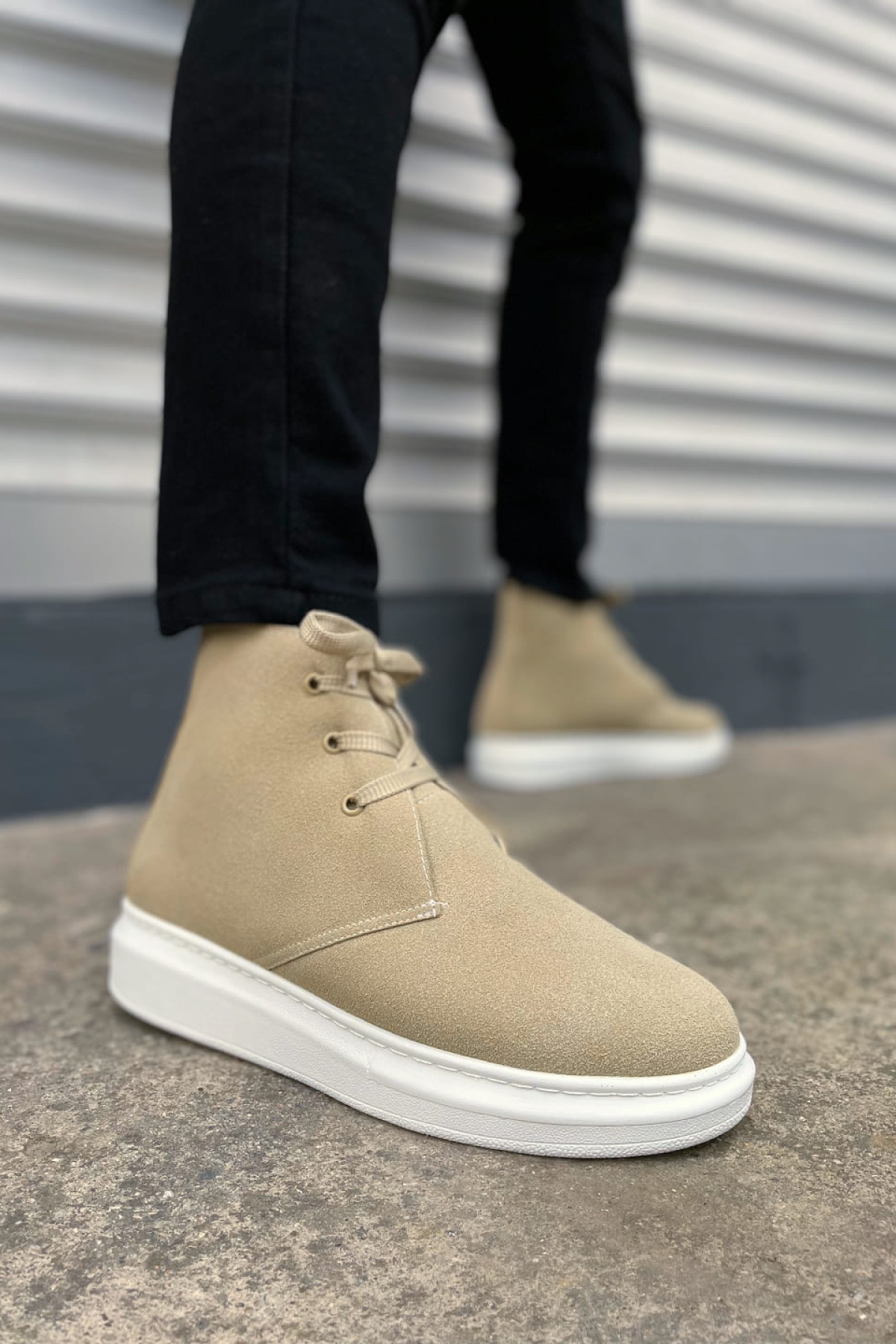 STABLE Bağcıklı Ortopedik Taban Süet Erkek Spor Bot SBT - Krem