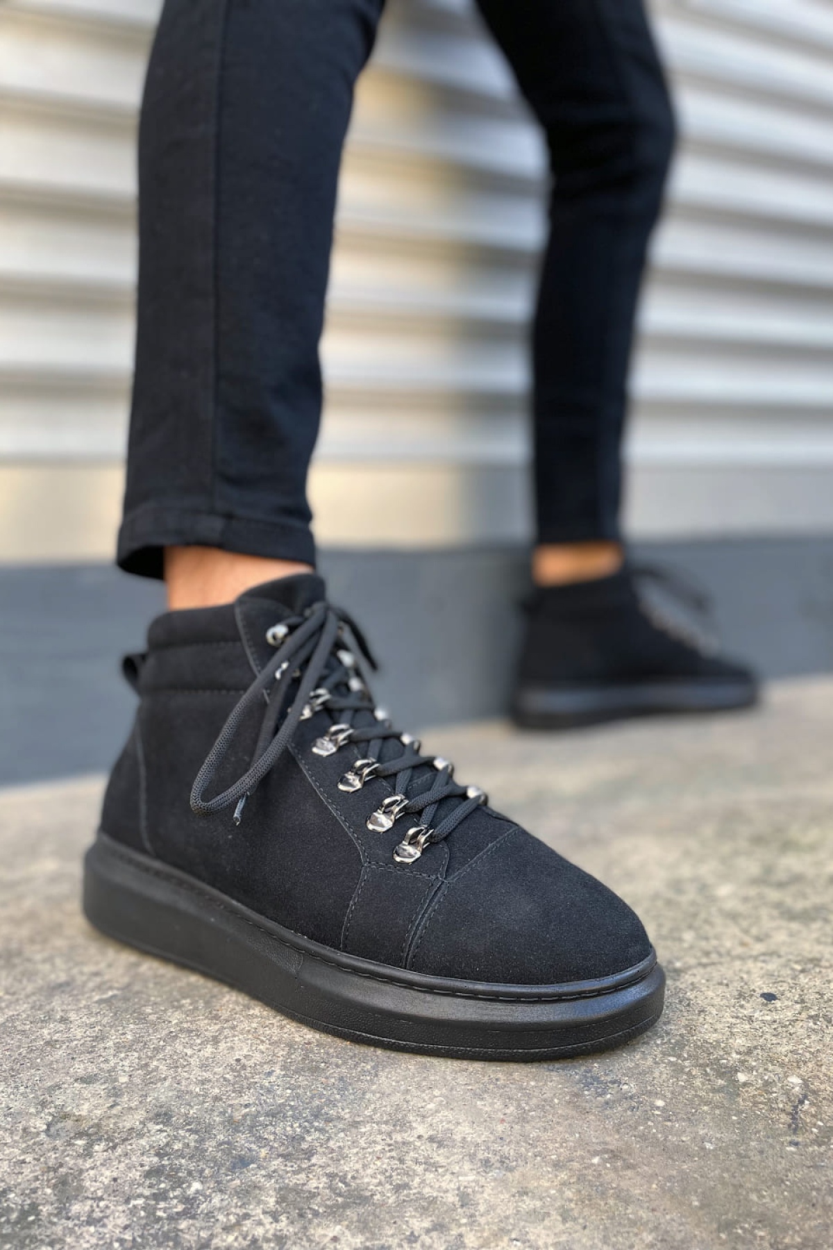 Atto Bağcıklı Ortopedik Taban Süet Erkek Spor Bot SST - Siyah