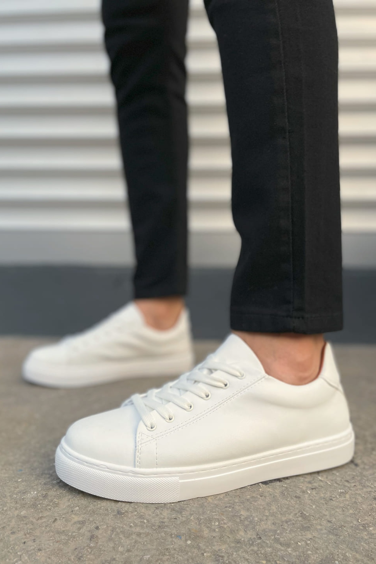 Mode Bağcıklı Cilt Beyaz Erkek Günlük Sneaker Ayakkabı