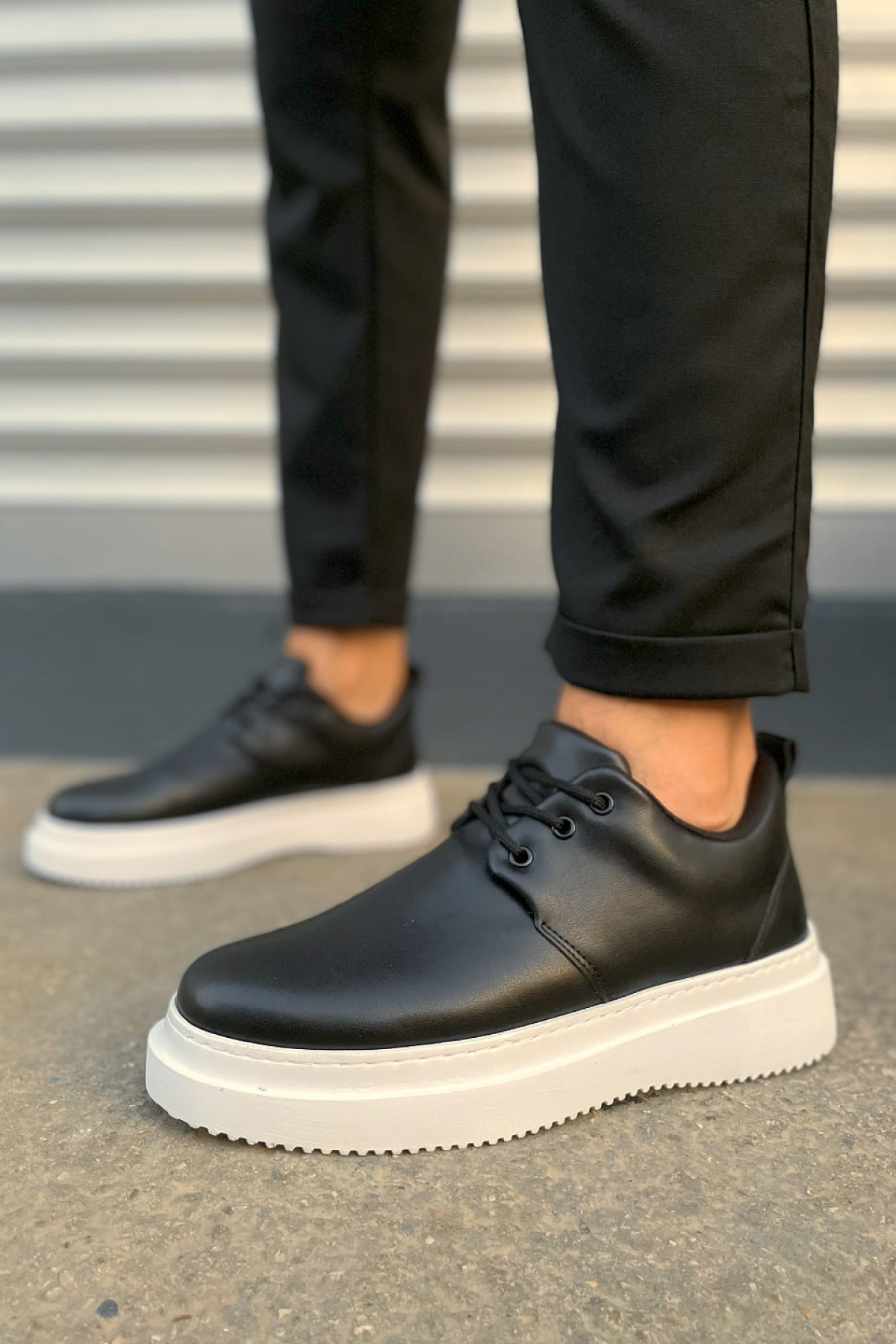 JYx03 Luxor Bağcıklı Cilt Erkek Günlük Spor Klasik Ayakkabı CBT - Siyah