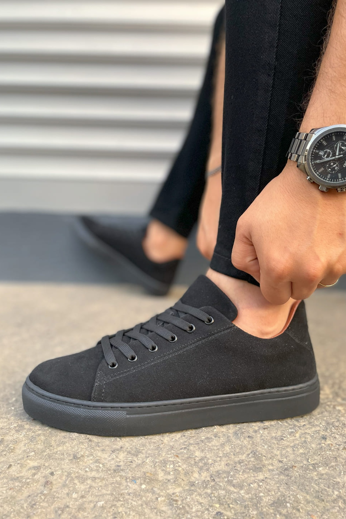 Mode Bağcıklı Siyah Süet Erkek Günlük Sneaker Ayakkabı