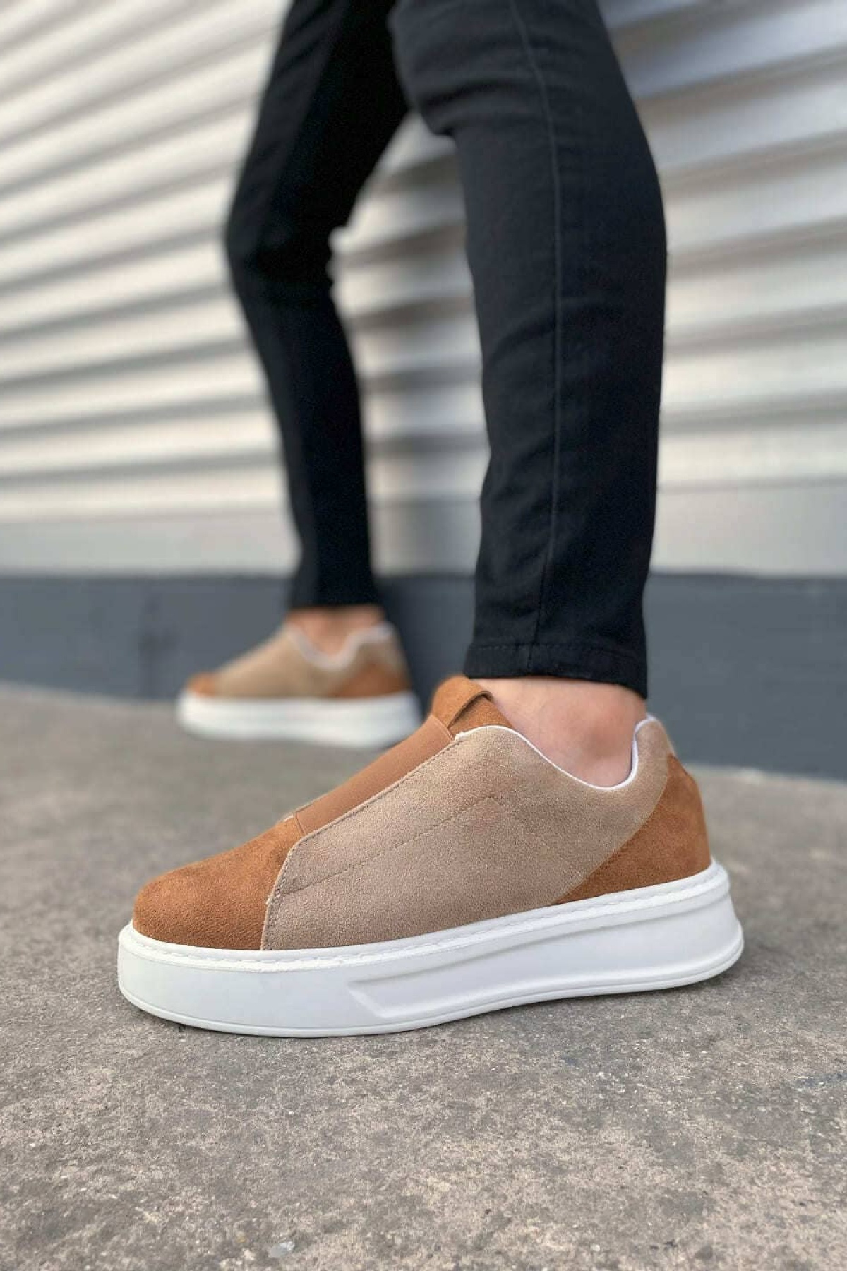 Alba Bağcıksız Süet Taba Erkek Günlük Sneaker Ayakkabı