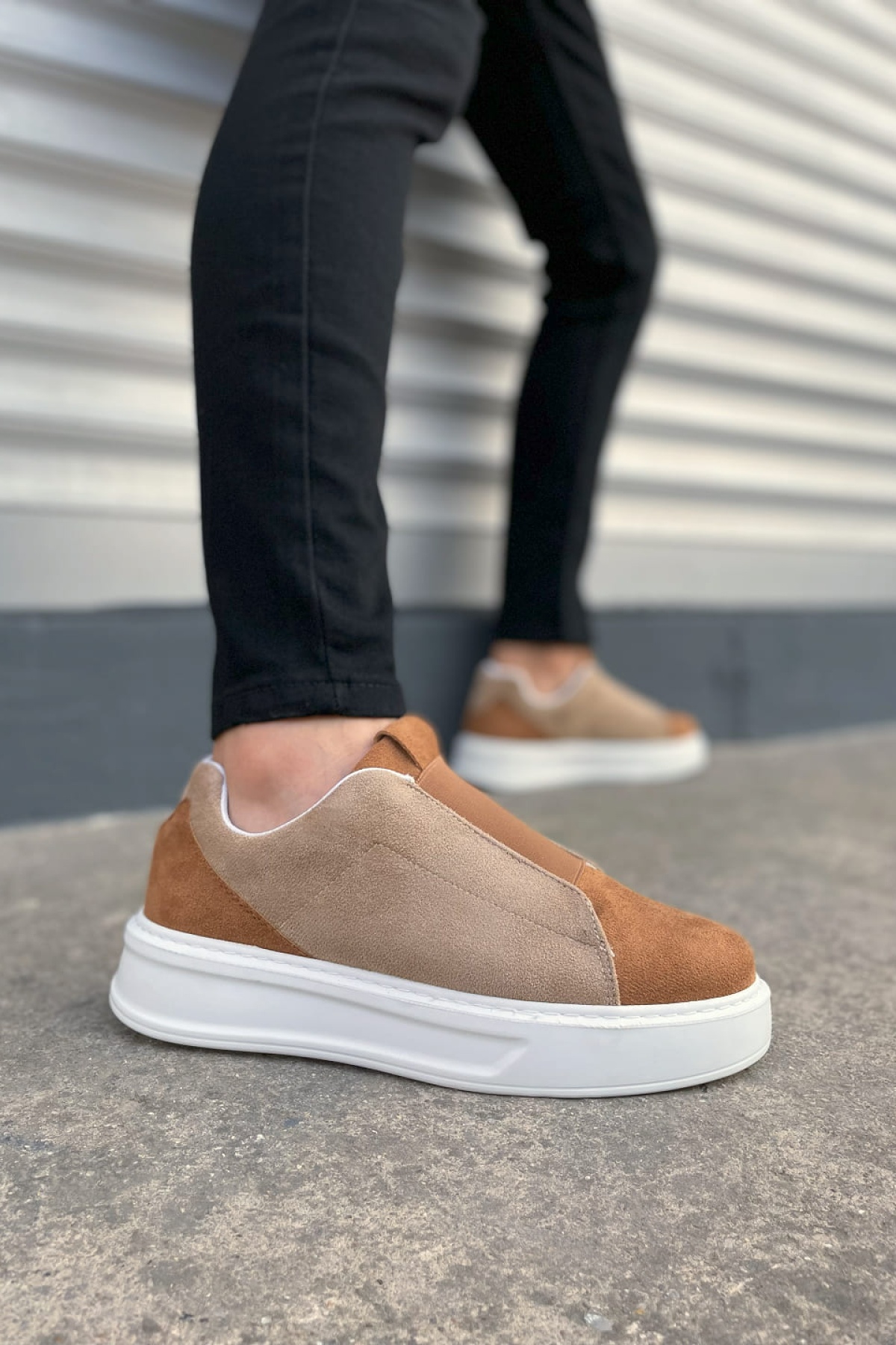 Alba Bağcıksız Süet Taba Erkek Günlük Sneaker Ayakkabı