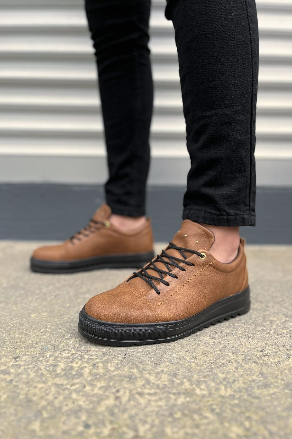 Taba Siyah Cool Bağcıklı Cilt Erkek Günlük Spor Klasik Ayakkabı