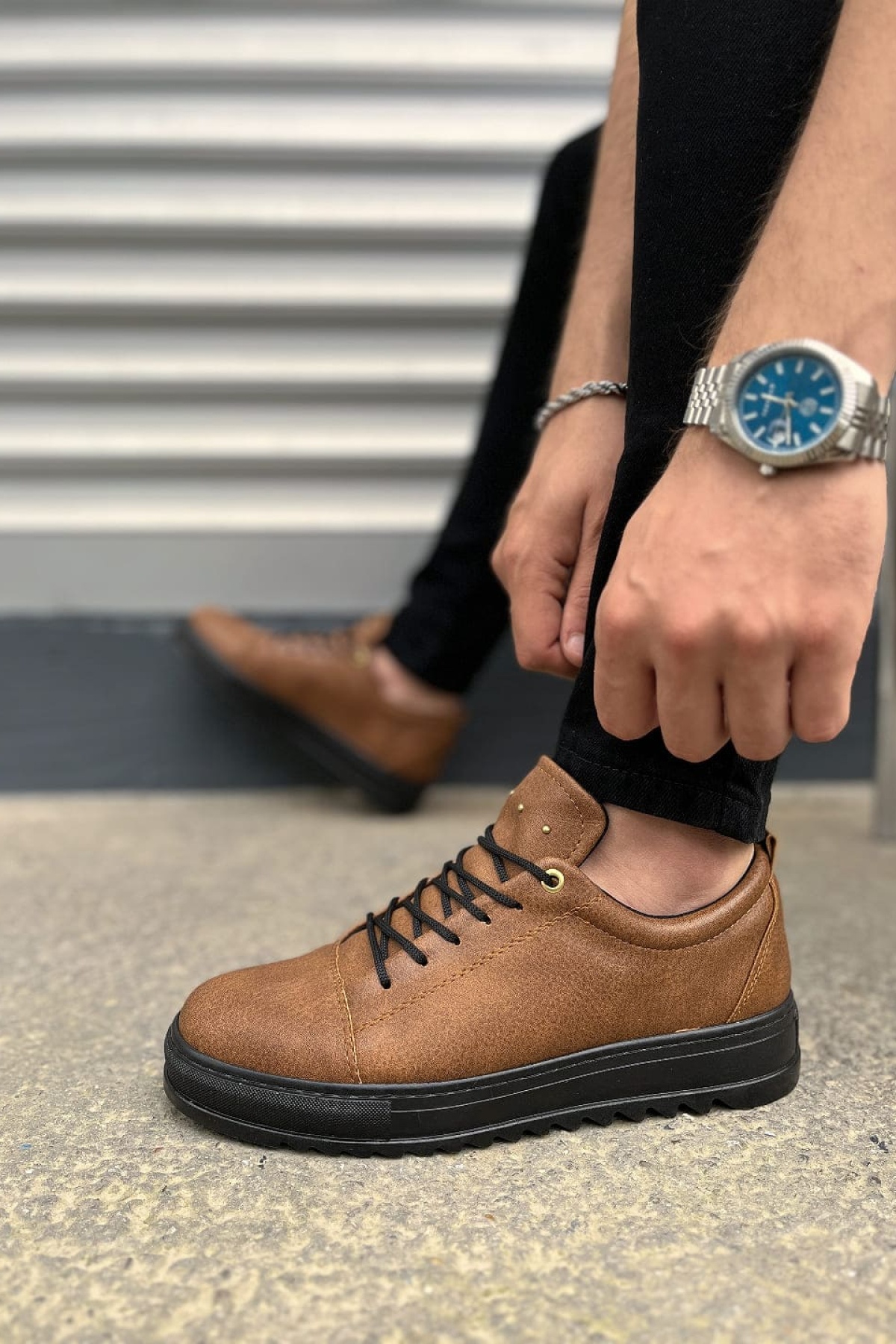 Taba Siyah Cool Bağcıklı Cilt Erkek Günlük Spor Klasik Ayakkabı