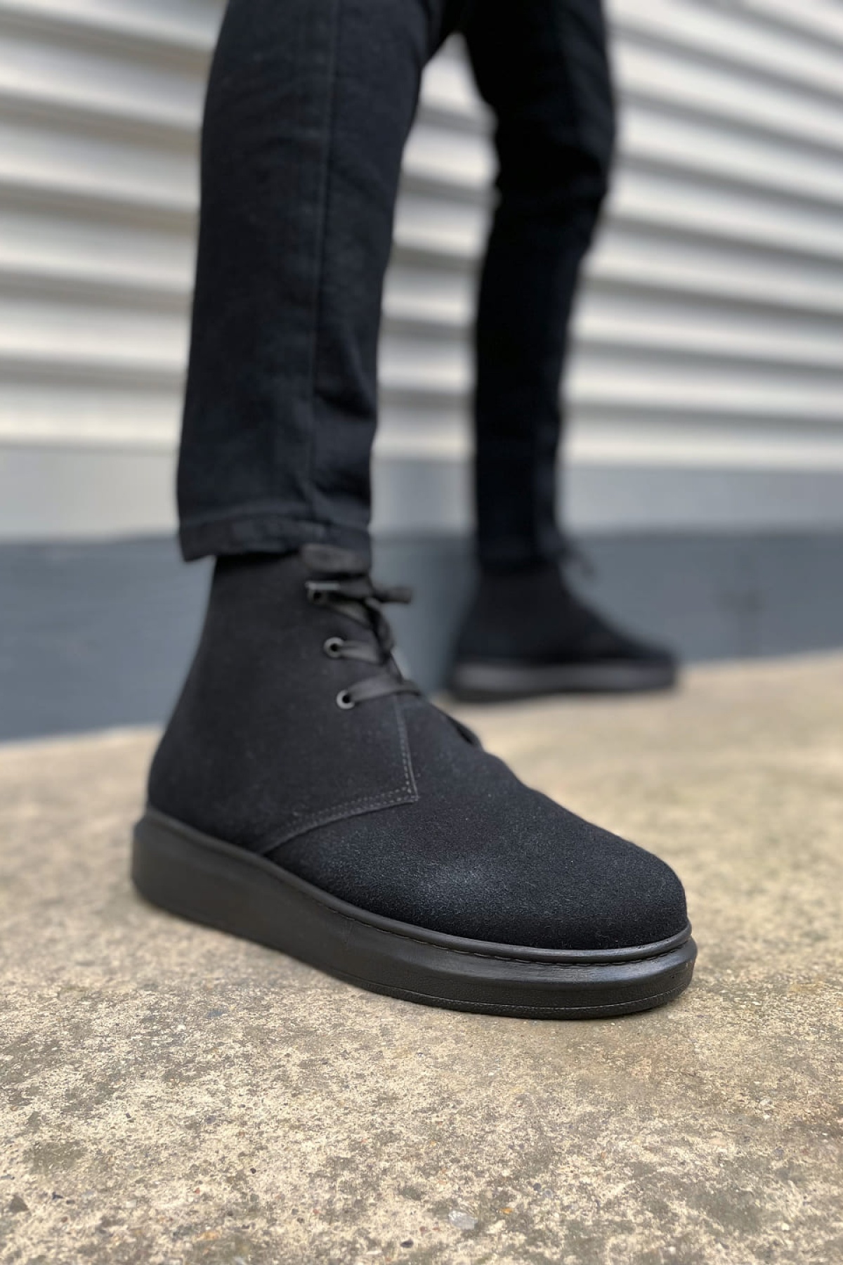 STABLE Bağcıklı Ortopedik Taban Süet Erkek Spor Bot SST - Siyah