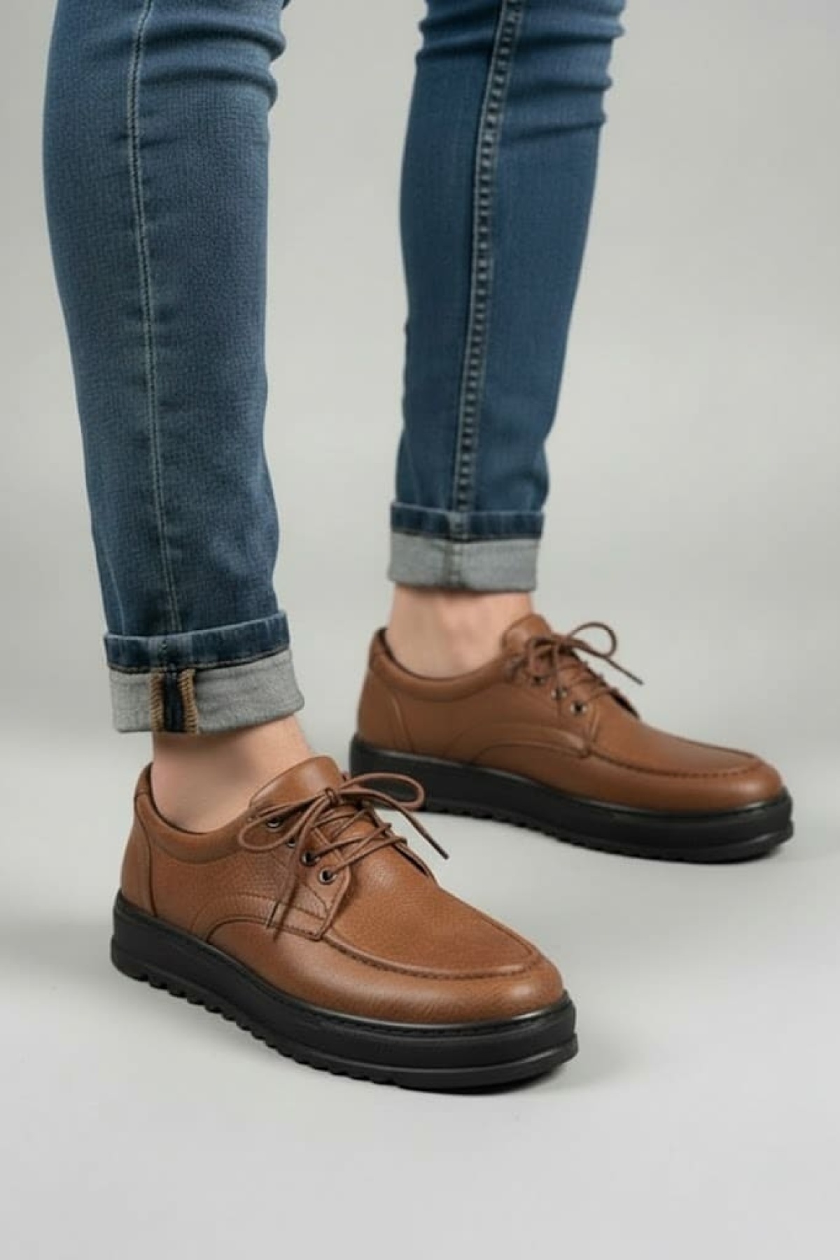 Stra Bağcıklı Cilt Erkek Günlük Spor Klasik Ayakkabı CST - Taba