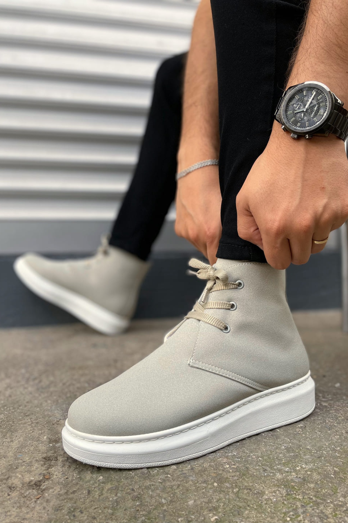 STABLE Bağcıklı Ortopedik Taban Süet Erkek Spor Bot SBT - Gri