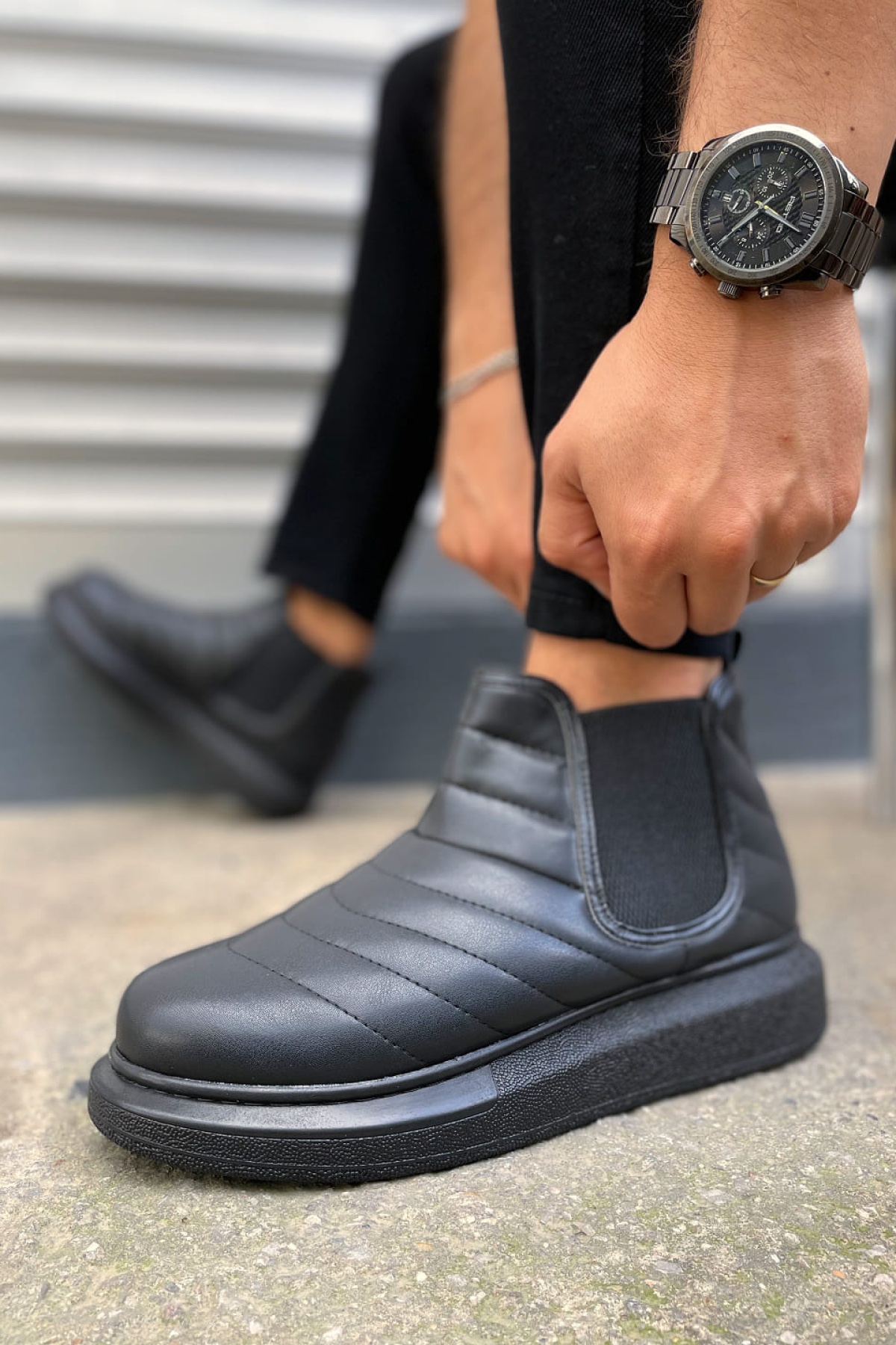 Otso Bağcıksız Ortopedik Taban Cilt Erkek Spor Bot CST - Siyah