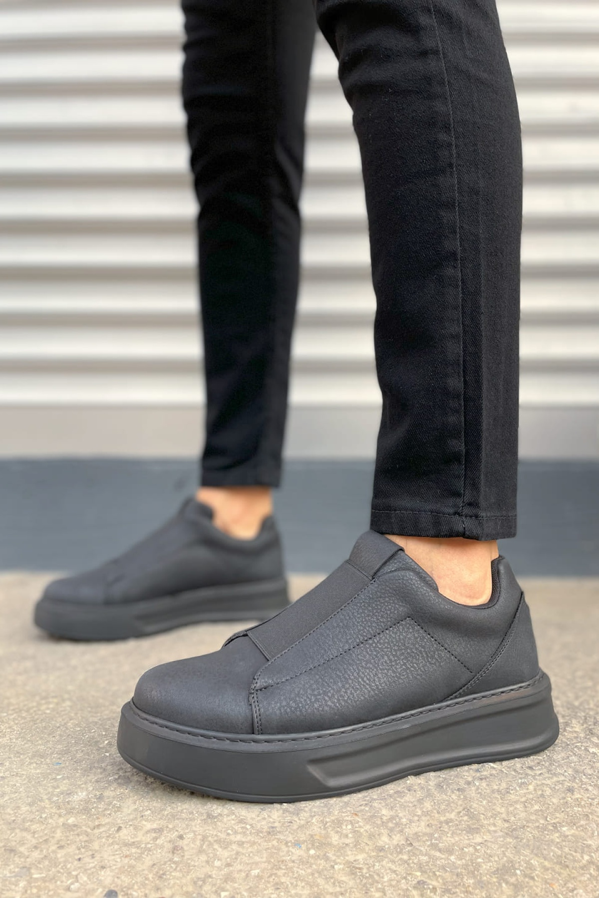 Alba Bağcıksız Cilt Siyah Erkek Günlük Sneaker Ayakkabı