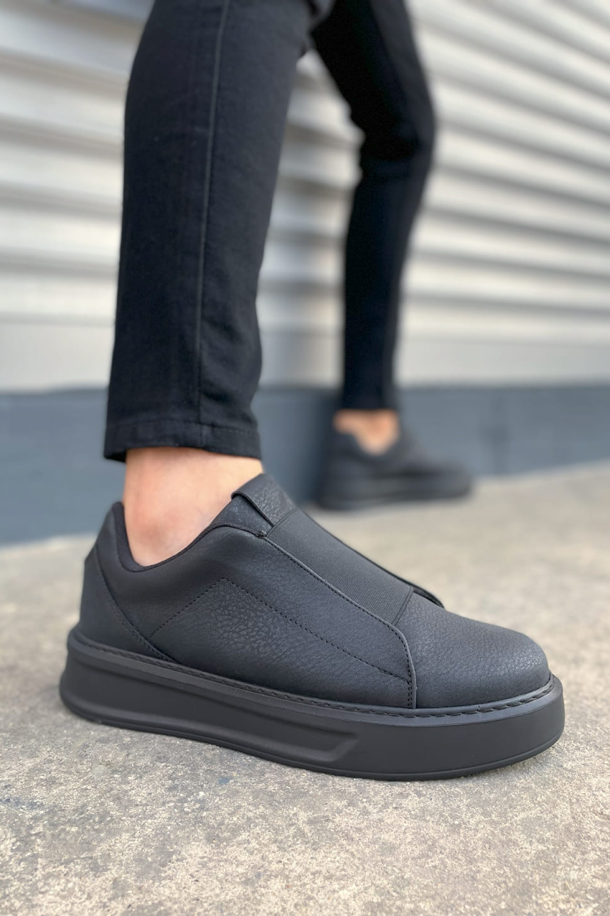 Alba Bağcıksız Cilt Siyah Erkek Günlük Sneaker Ayakkabı