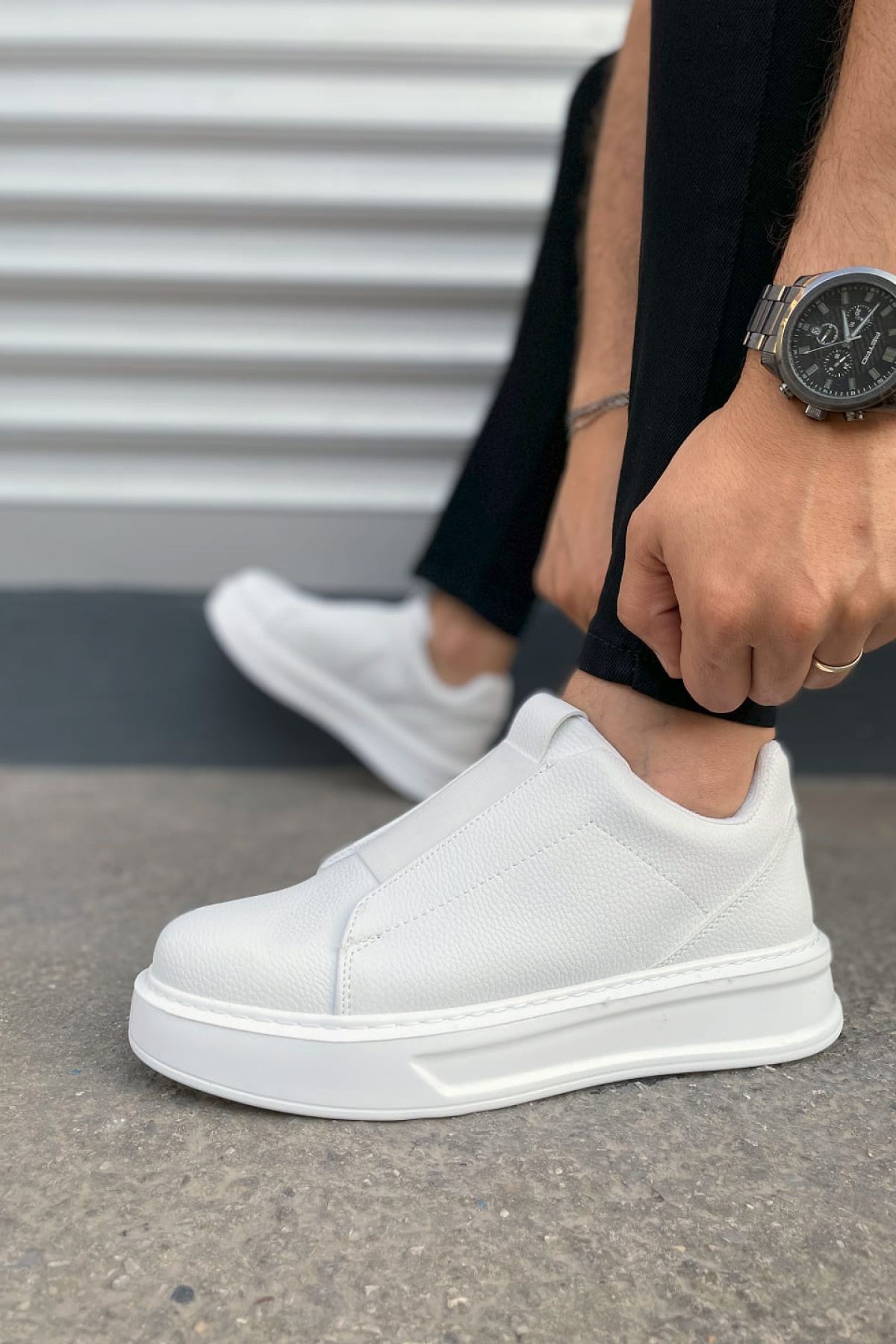 Alba Bağcıksız Cilt Beyaz Erkek Günlük Sneaker Ayakkabı