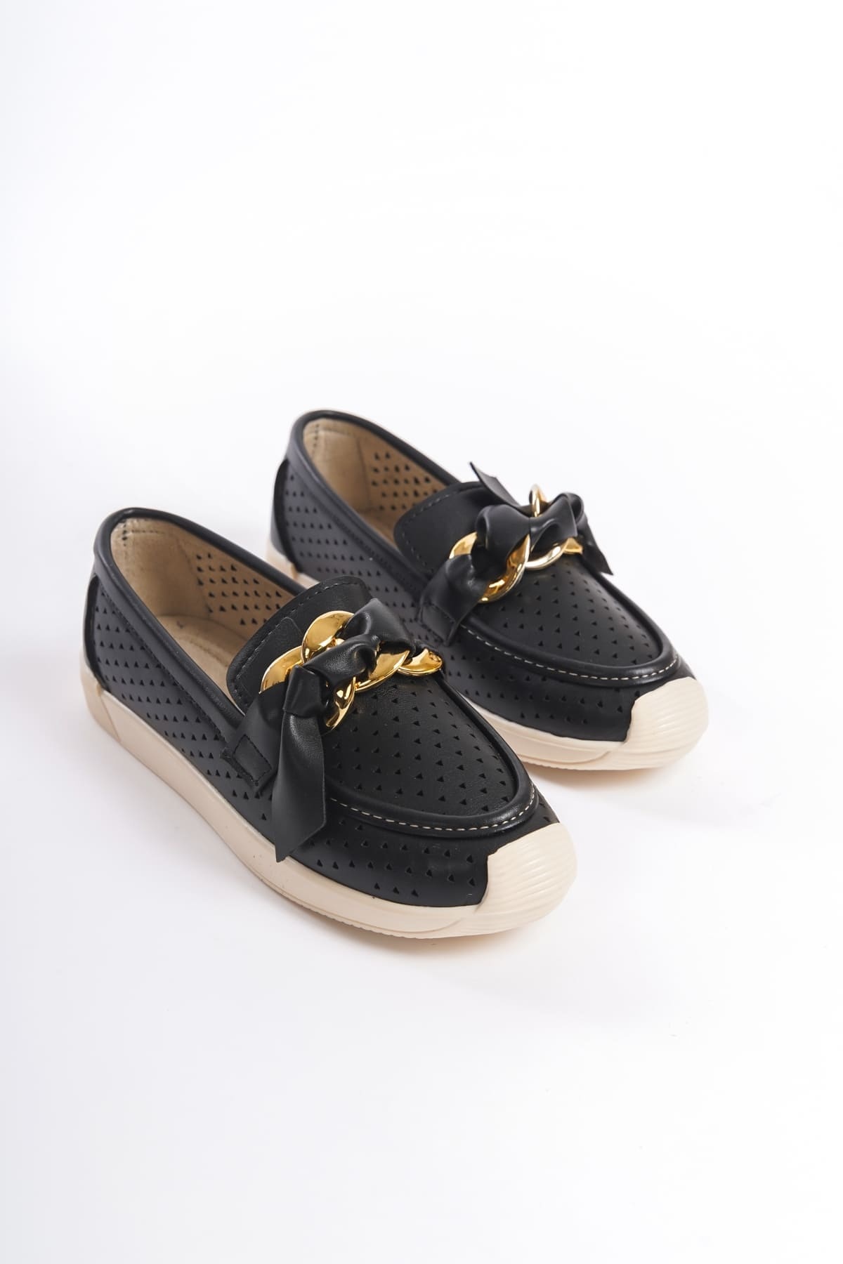 Basel Ortopedik Rahat Taban Kalp Desenli Siyah Babet Ayakkabı