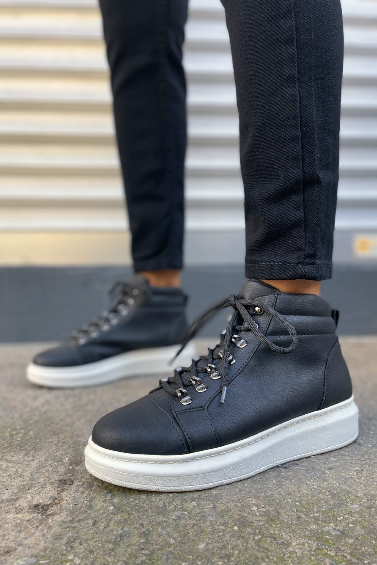 Atto Bağcıklı Ortopedik Taban Cilt Erkek Spor Bot CBT - Siyah