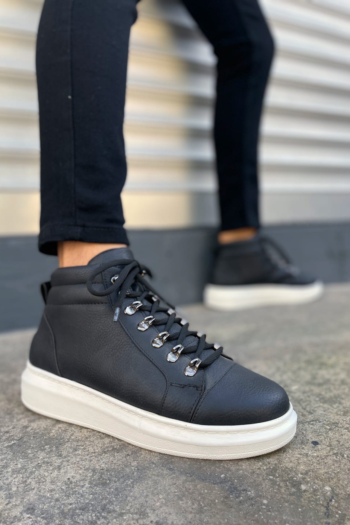 Atto Bağcıklı Ortopedik Taban Cilt Erkek Spor Bot CBT - Siyah