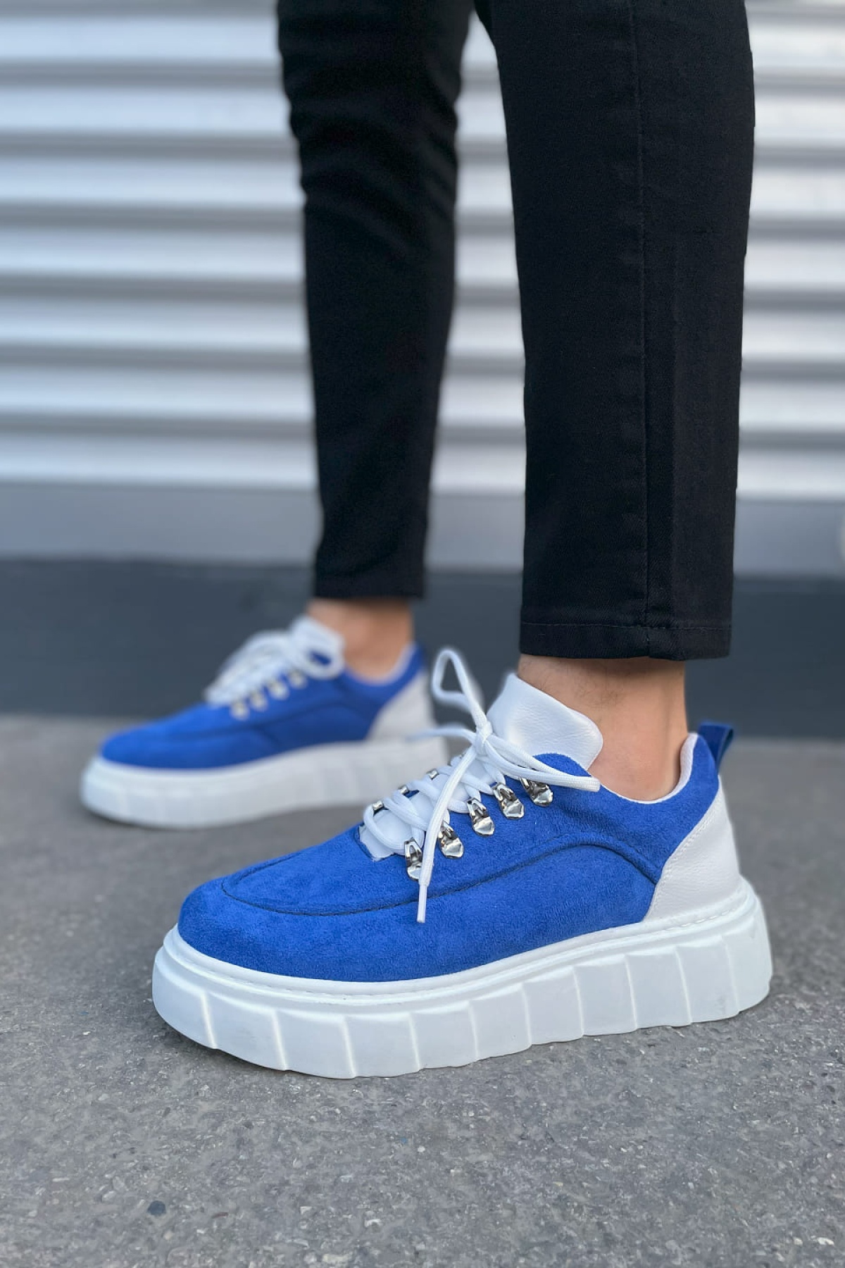 Mavi Beyaz Cloud Bağcıklı Süet Erkek Günlük Sneaker Ayakkabı