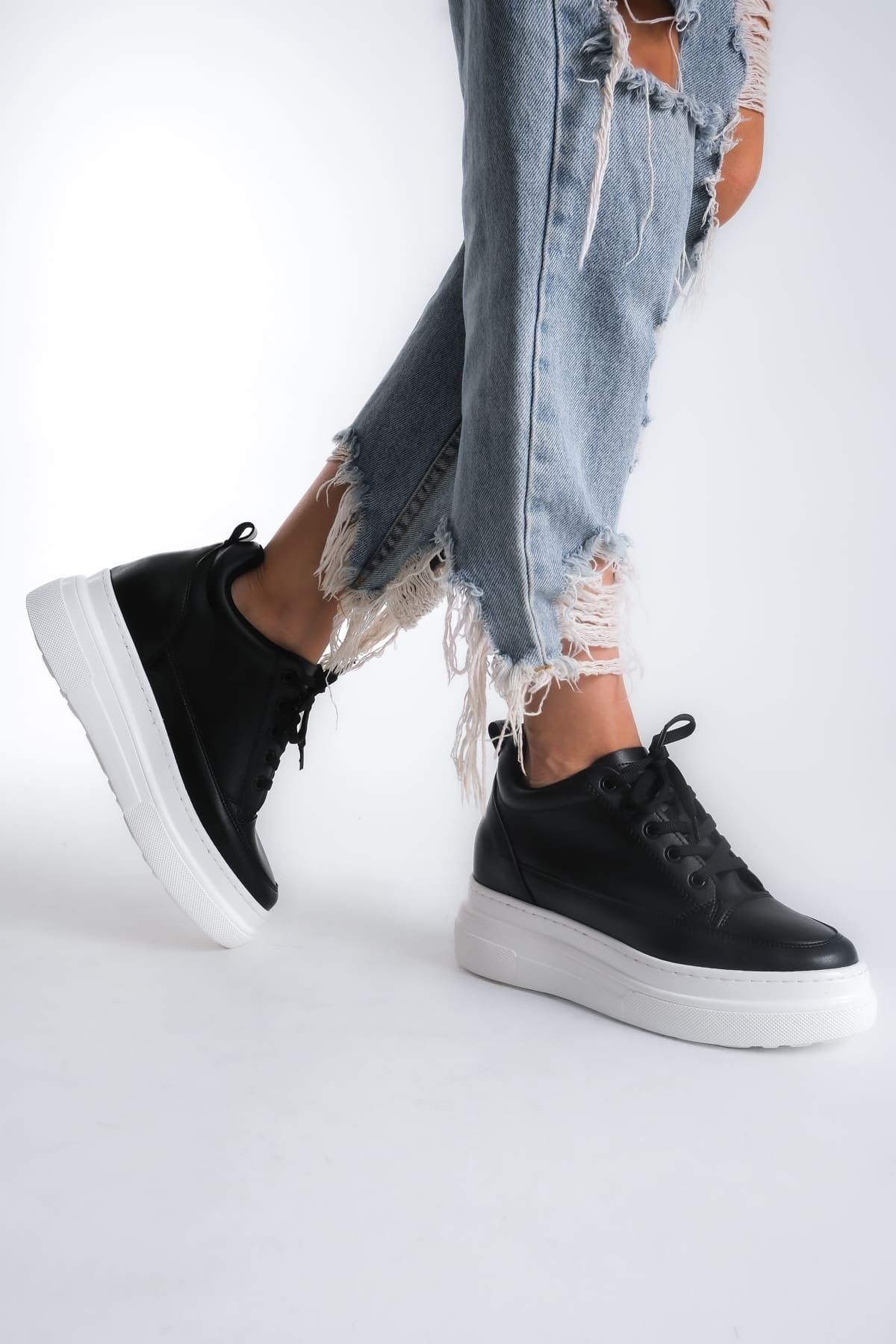 Opu Kadın Gizli Topuk Siyah BT Spor Ayakkabı